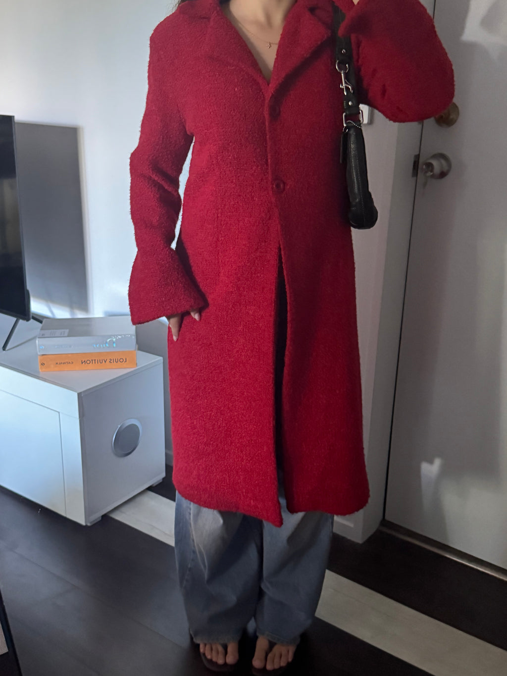 Red Boucle Wool Coat RIKI NATHAN | S |