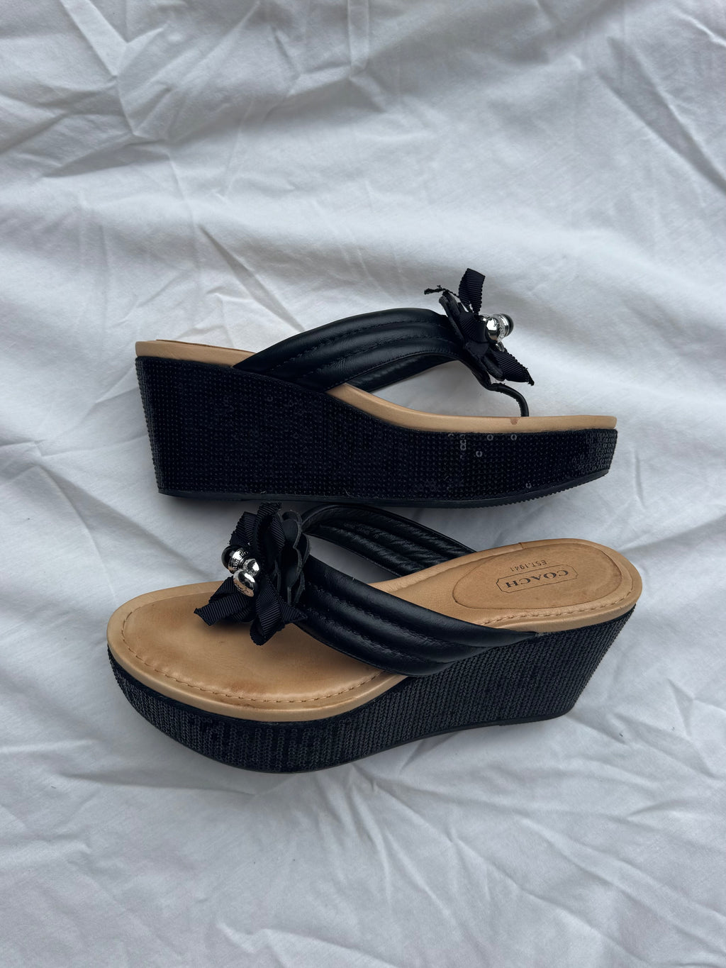 Vintage COACH Jainis Sequin Platform Wedges | 7 US |