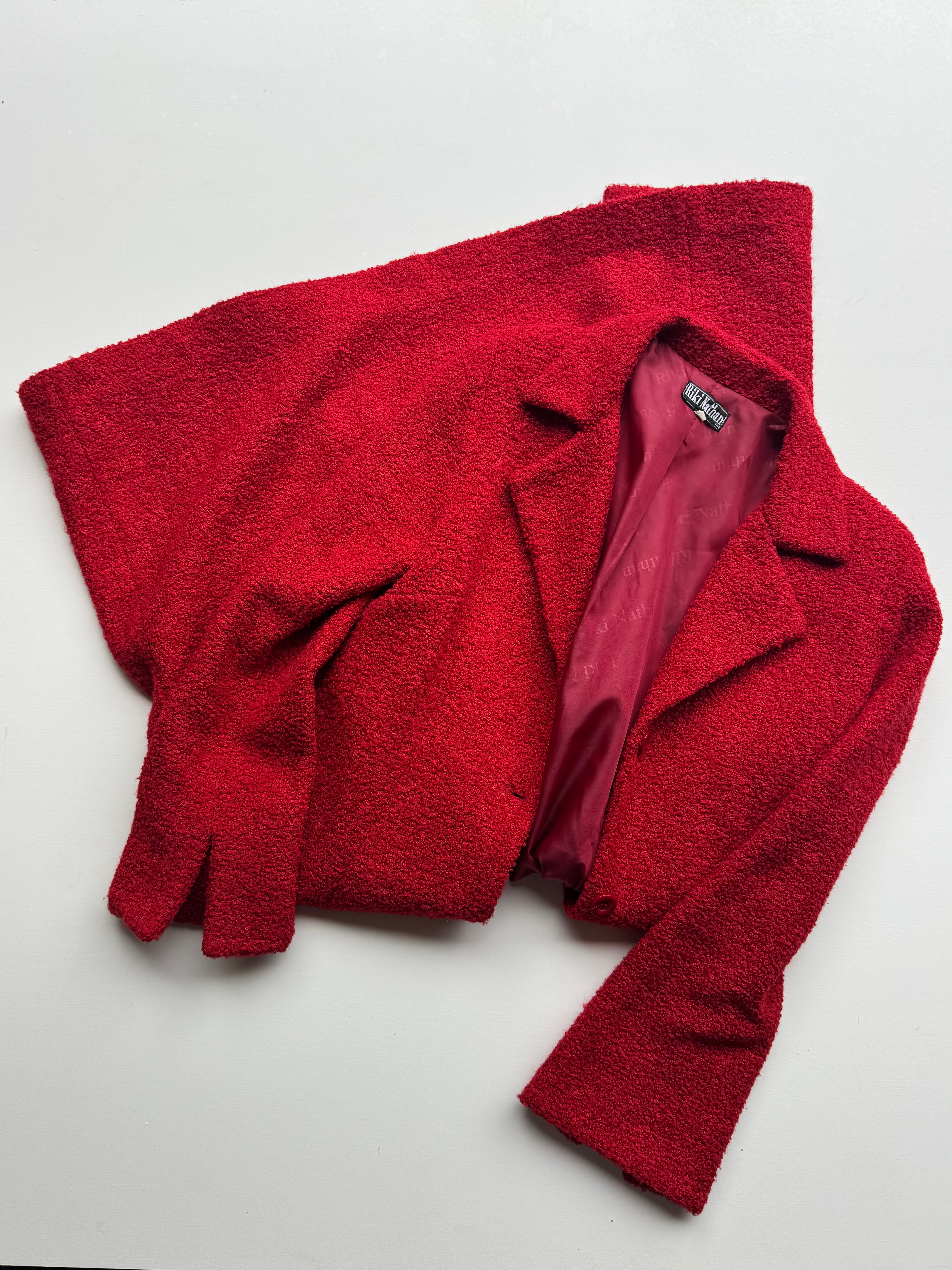 Red Boucle Wool Coat RIKI NATHAN | S |