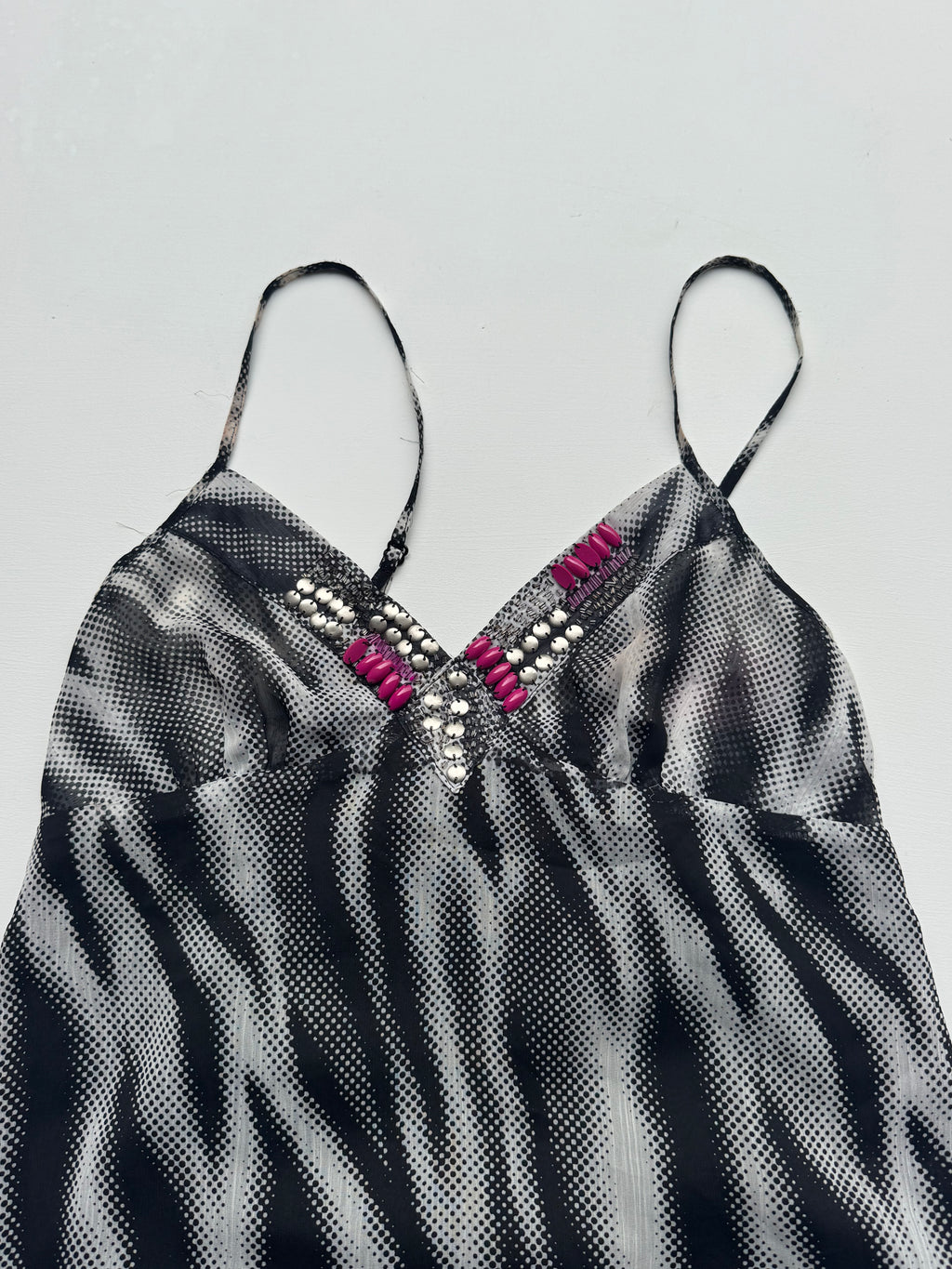 Y2K Beaded Zebra Print Maxi Dress | 8 |