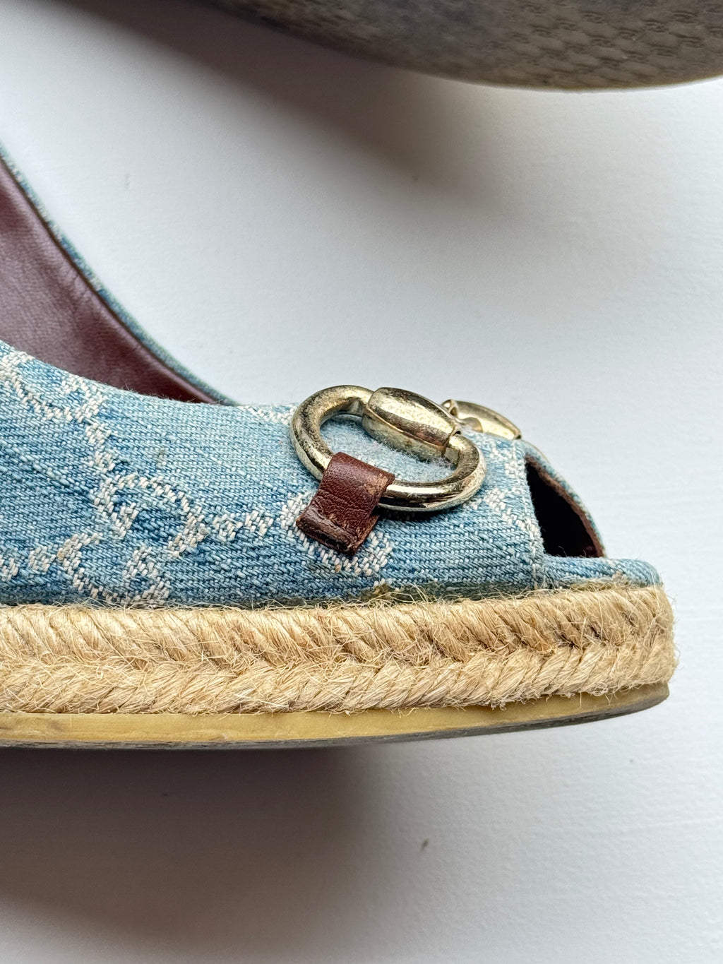 Vintage Gucci Denim Horse-bit Wedges | 36 |