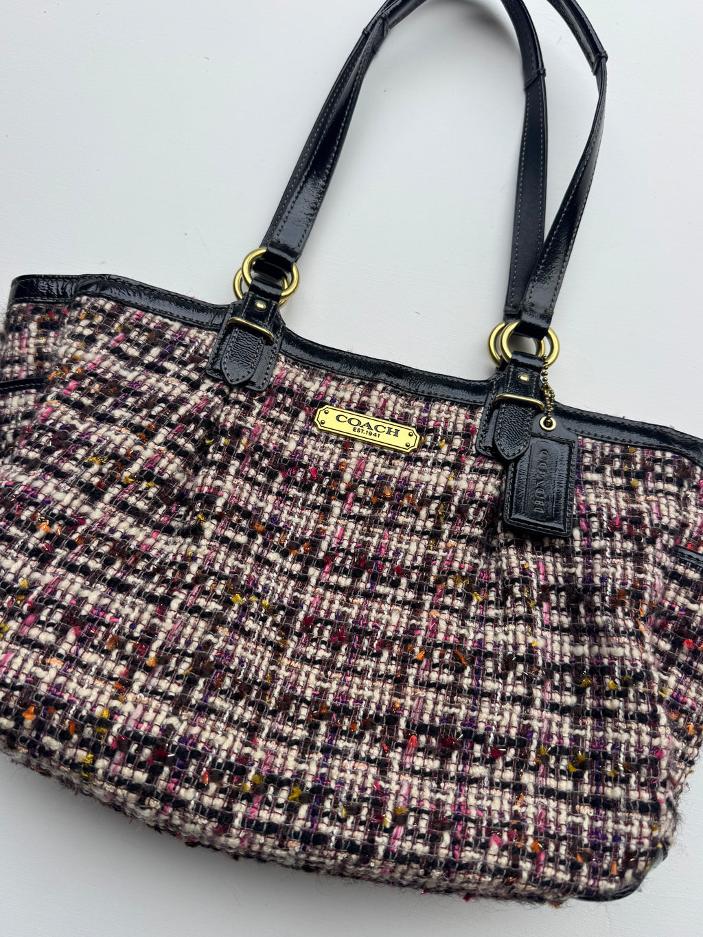 Vintage Coach Tweed Plaid Tote