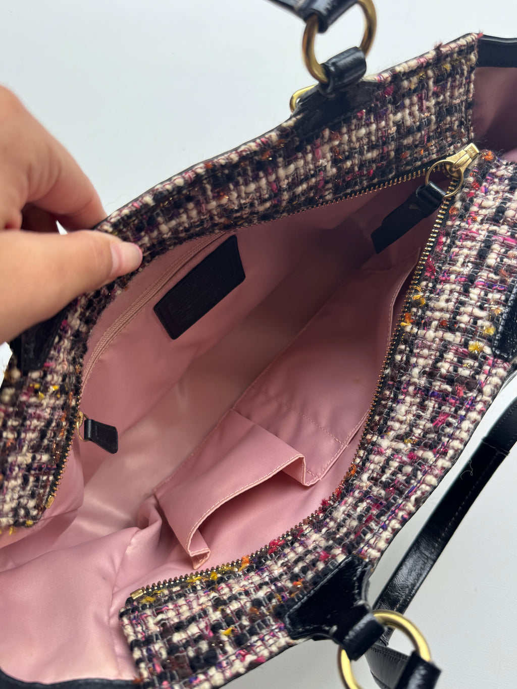 Vintage Coach Tweed Plaid Tote