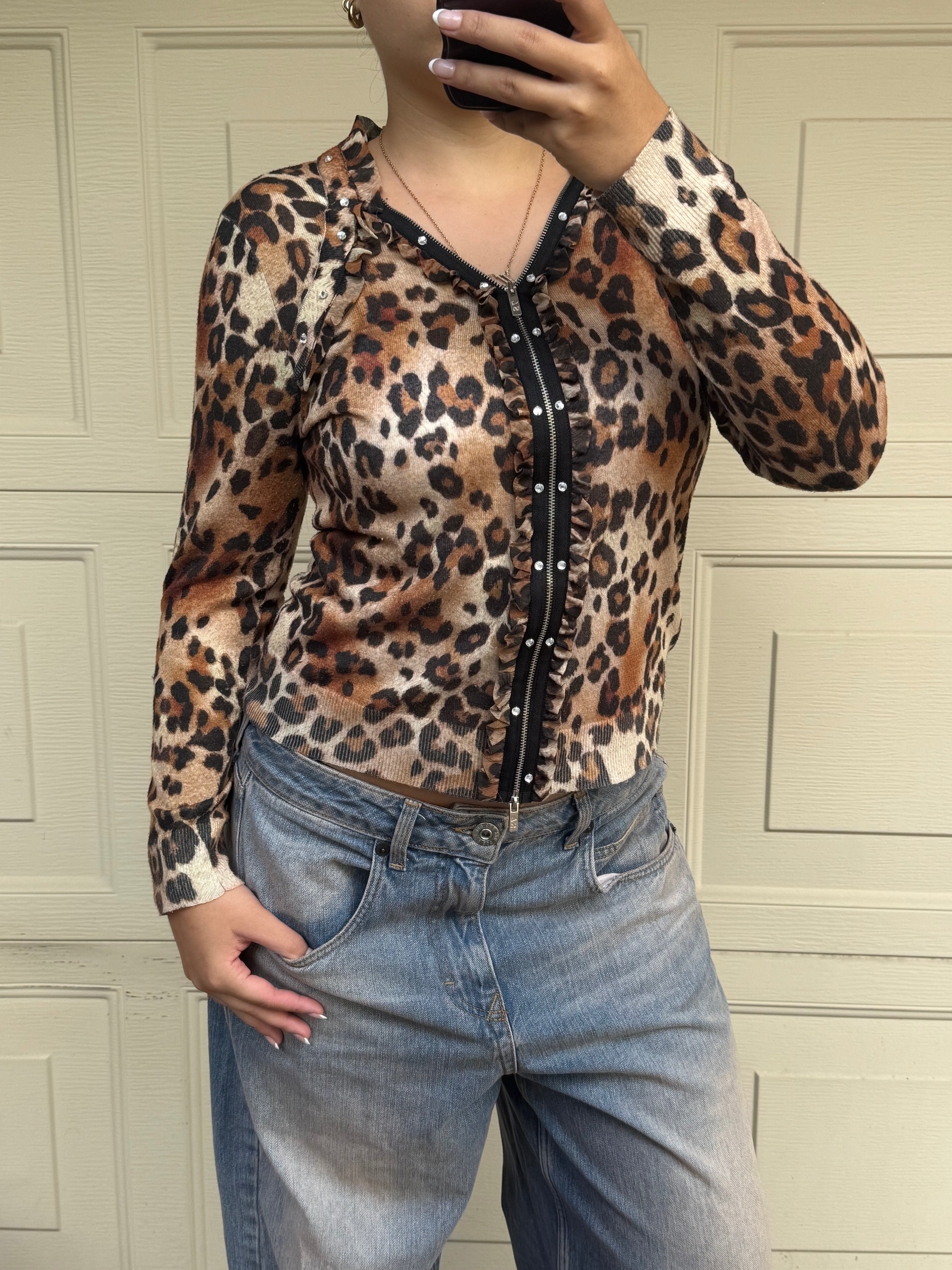 Y2K Leopard Zip-Up | S |