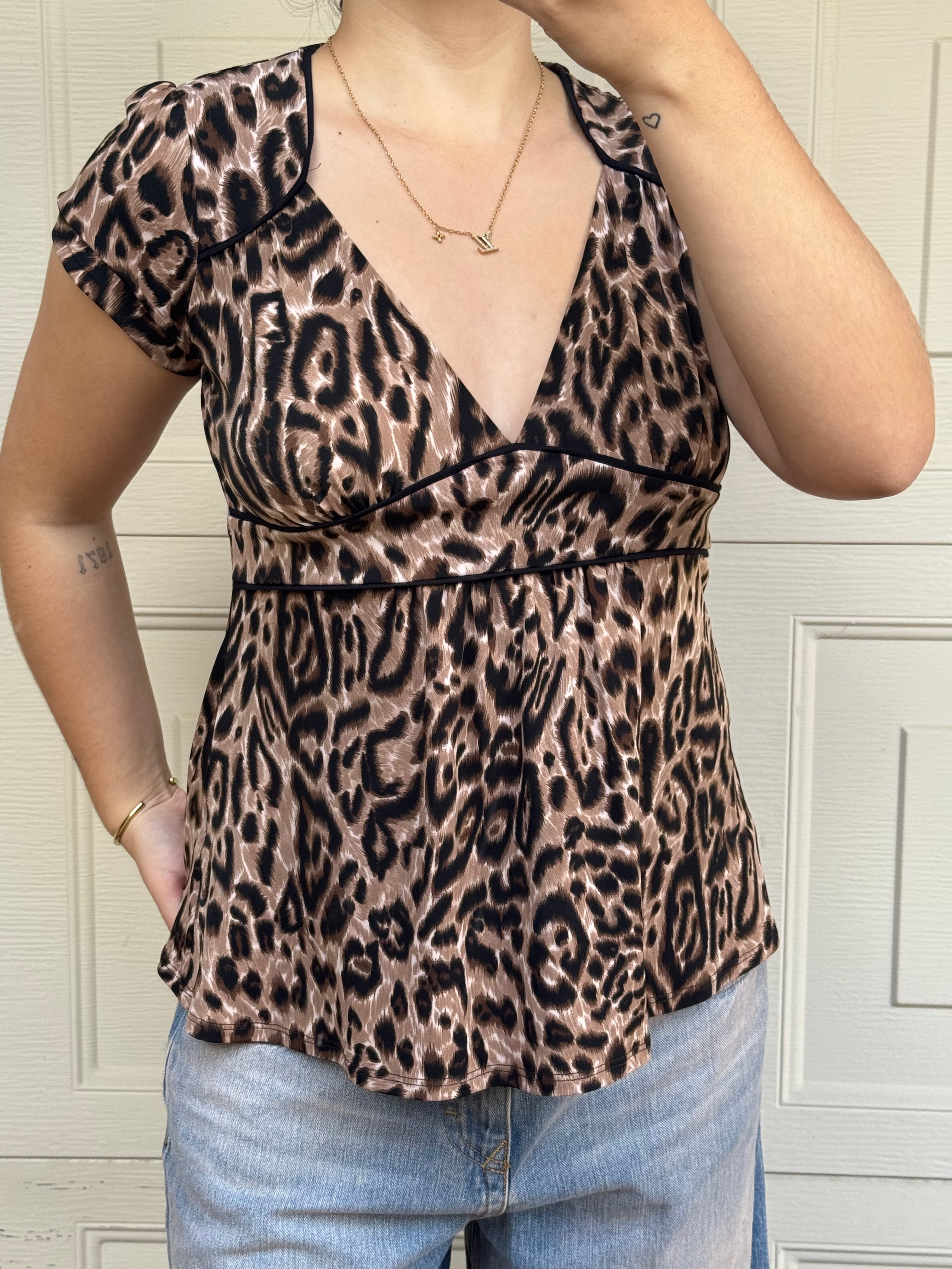 Y2K Leopard Print Top | M |