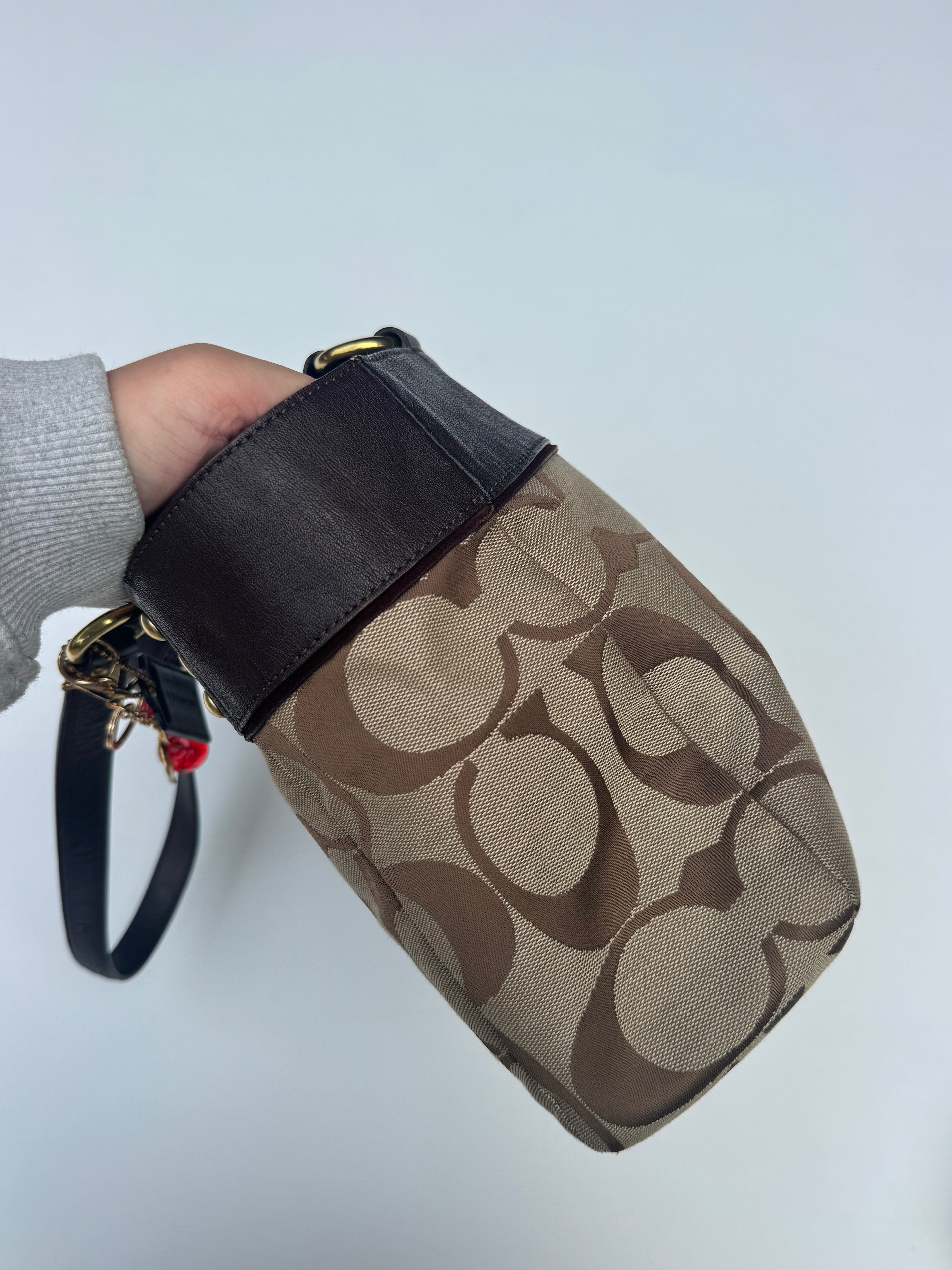 Vintage Coach Jacquard Studded Tote Bag