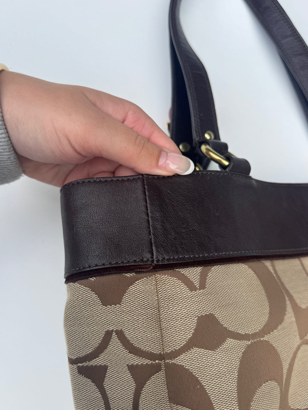 Vintage Coach Jacquard Studded Tote Bag