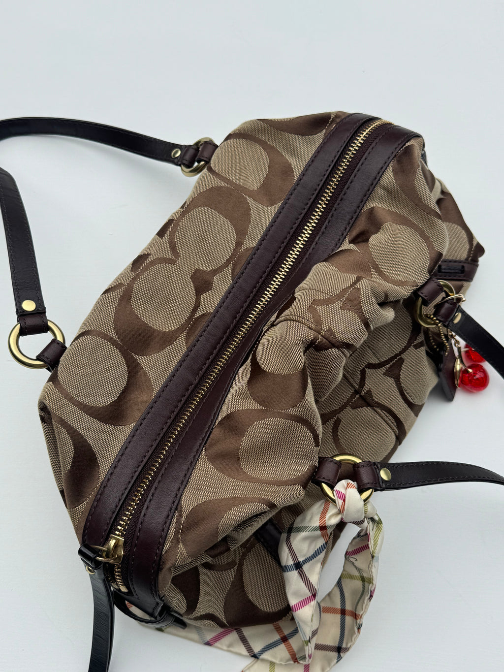 Vintage Coach Boston Bag + Coach Scarf - RARE