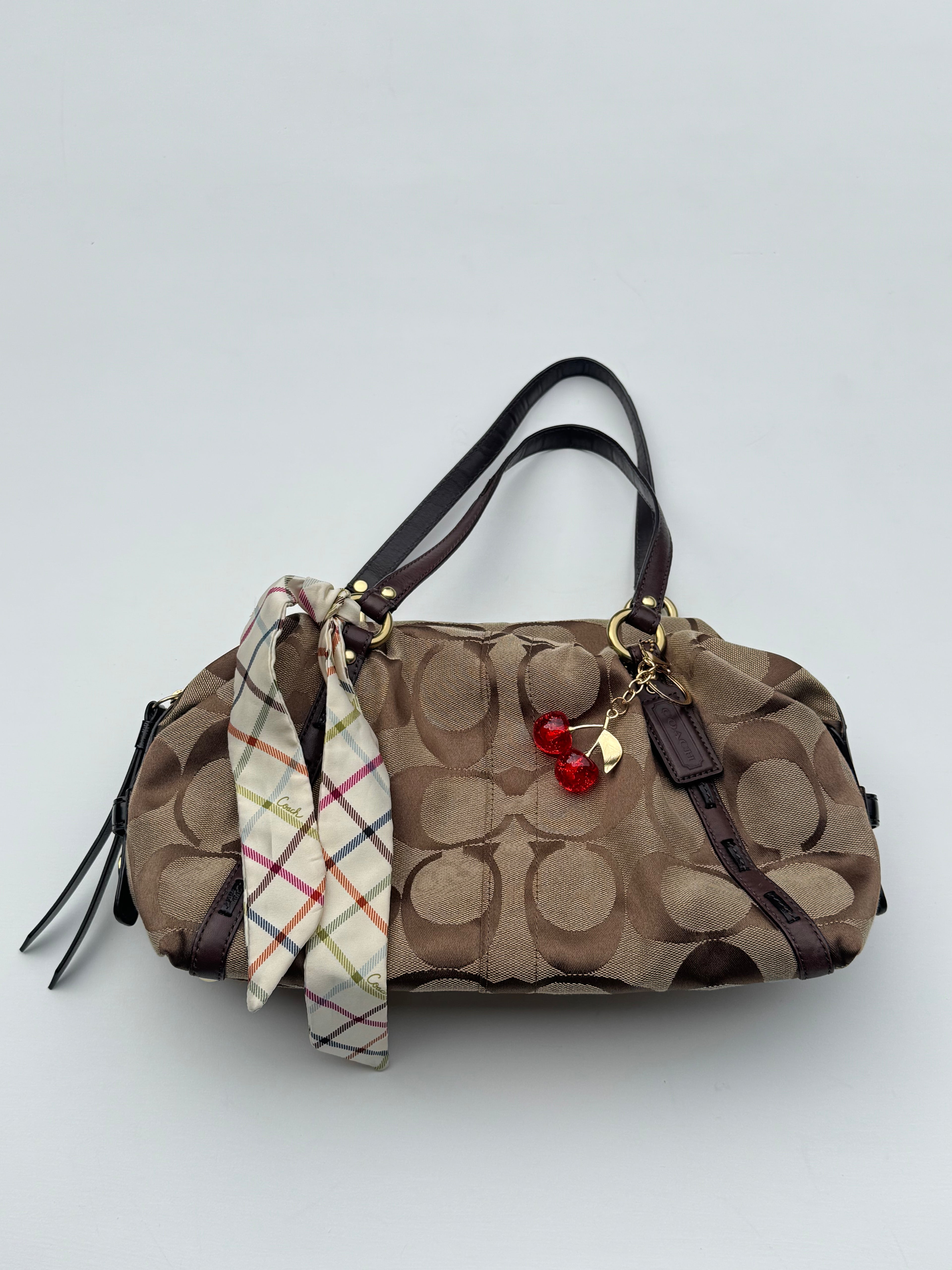 Vintage Coach Boston Bag + Coach Scarf - RARE
