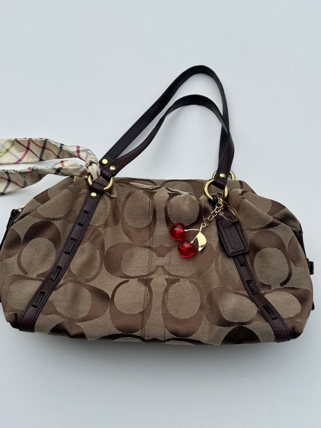 Vintage Coach Boston Bag + Coach Scarf - RARE