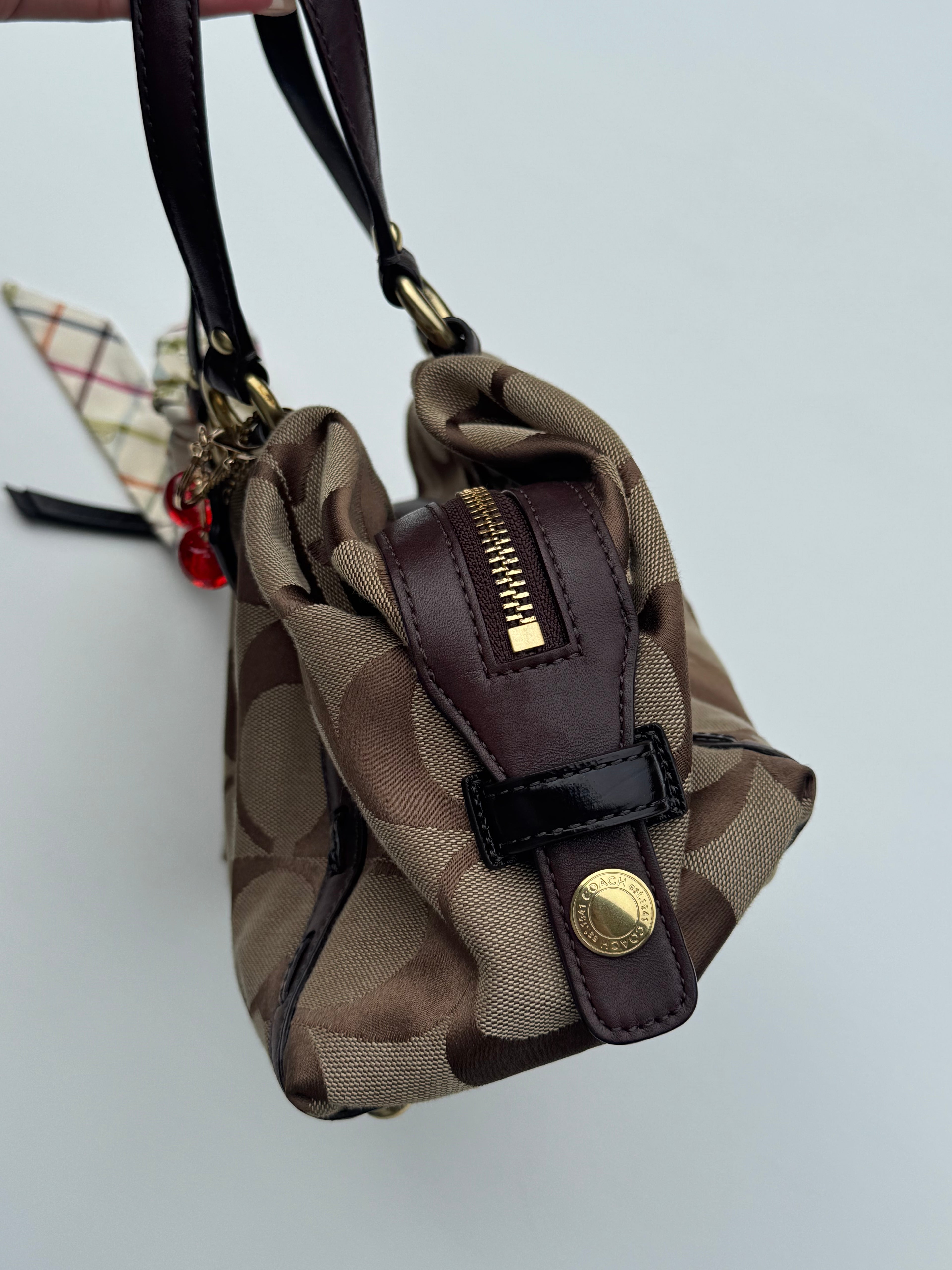 Vintage Coach Boston Bag + Coach Scarf - RARE
