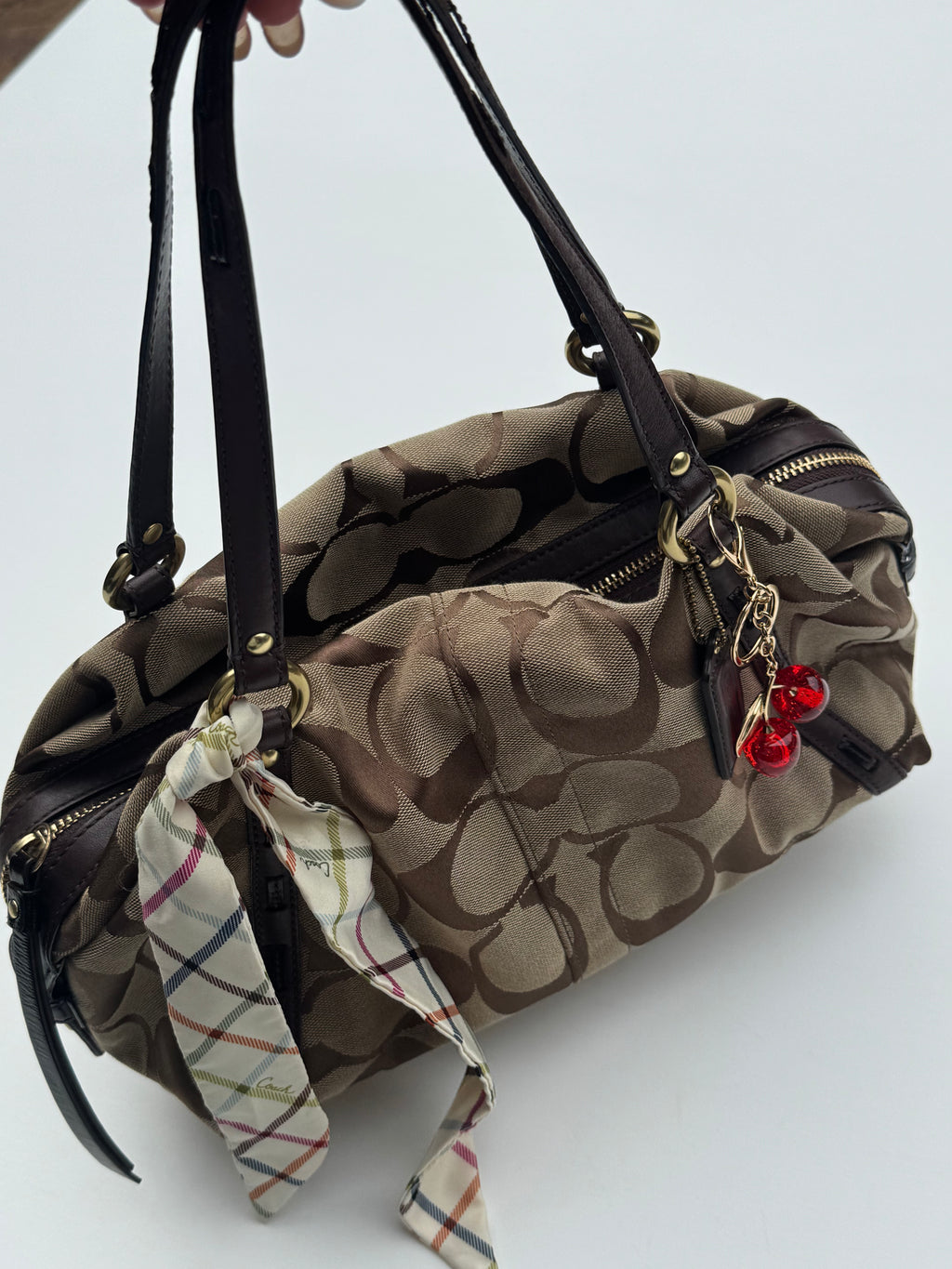 Vintage Coach Boston Bag + Coach Scarf - RARE