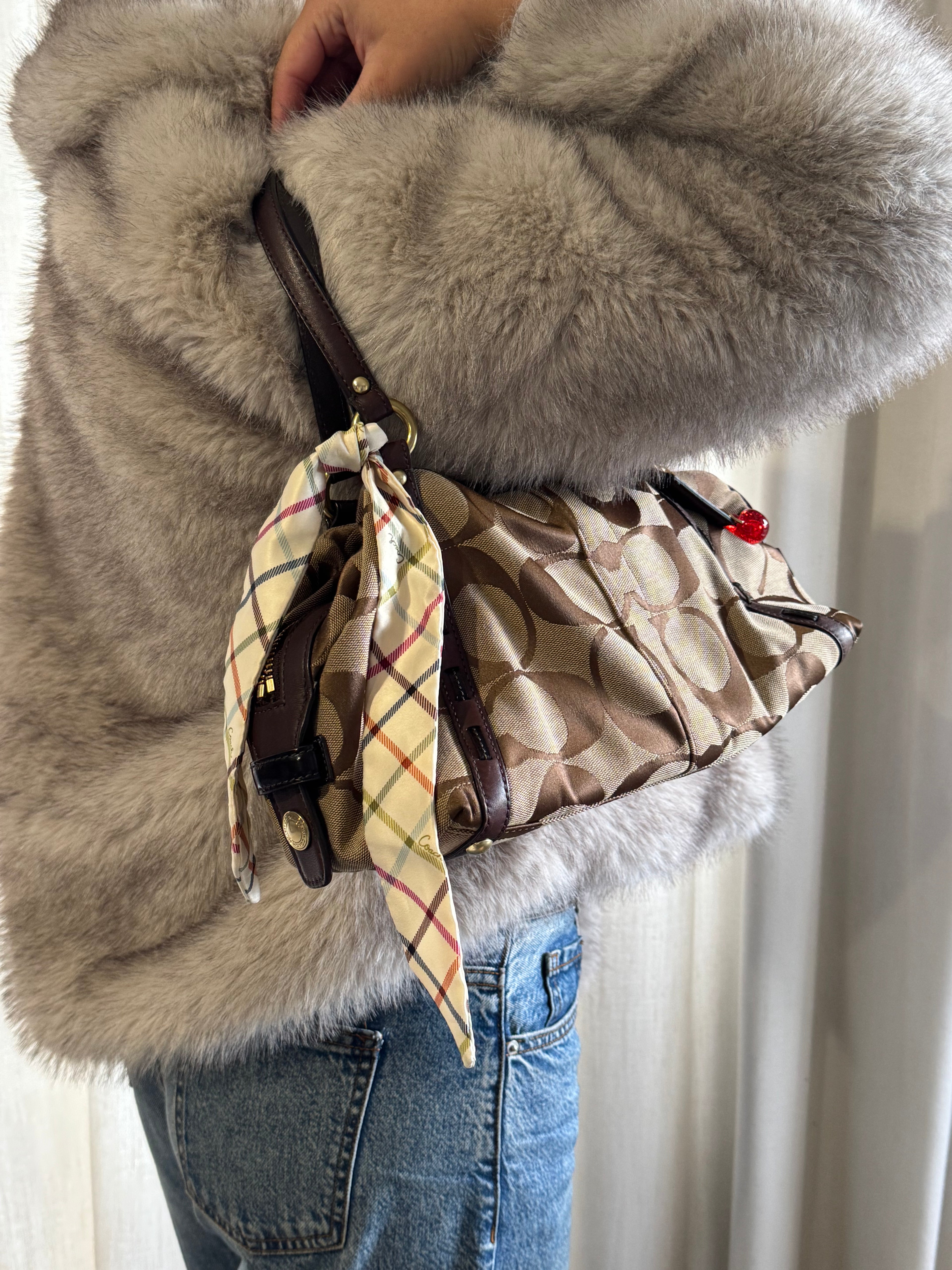 Vintage Coach Boston Bag + Coach Scarf - RARE