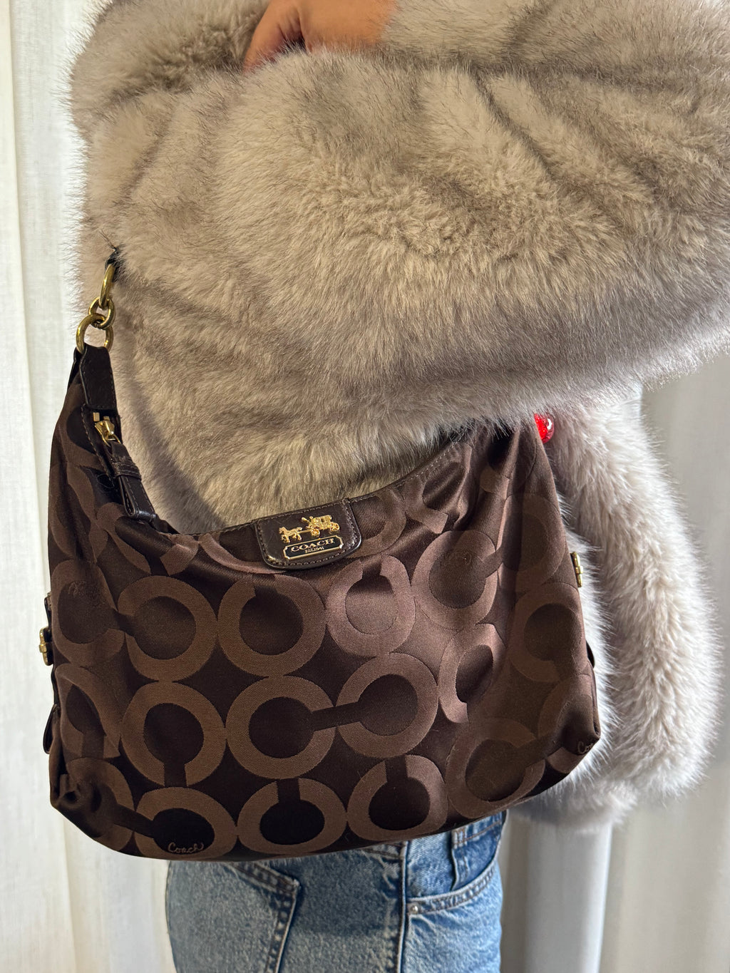 Vintage Brown Coach Madison Shoulder Bag
