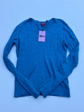 Vintage Cable Knit V-Neck Sweater | XS |