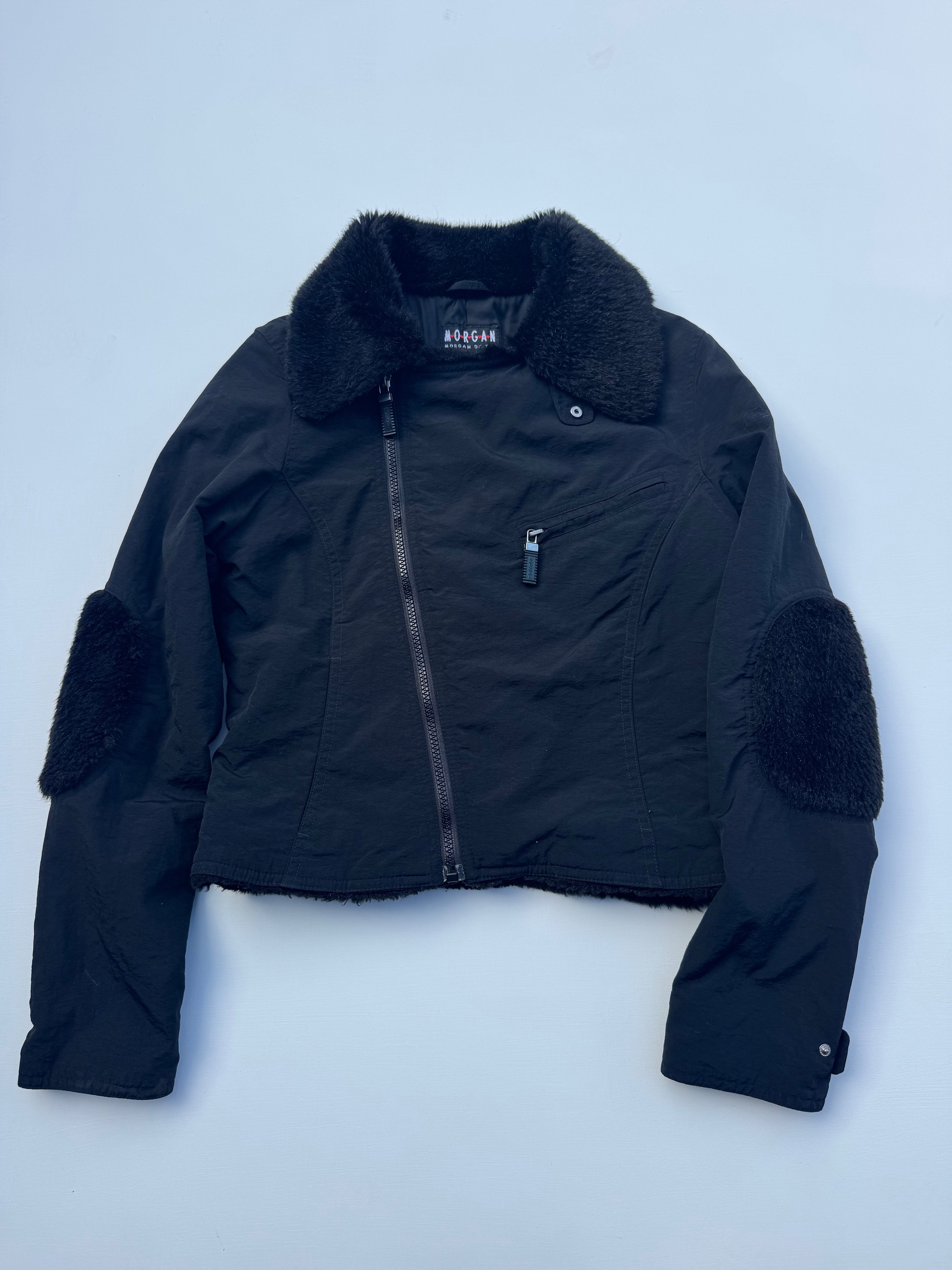 Vintage MORGAN DE TOI Fur Funnel Neck Jacket | XS |