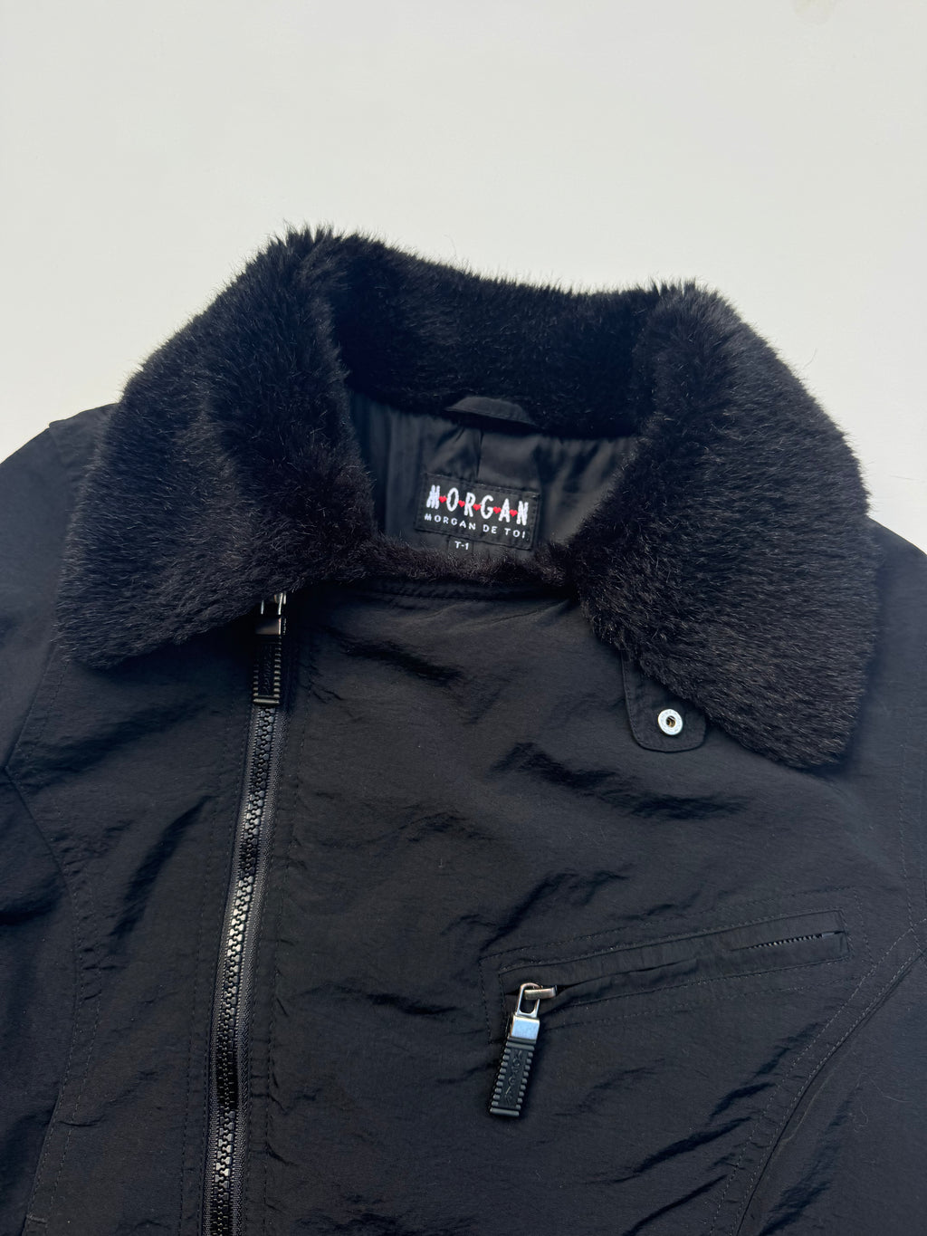 Vintage MORGAN DE TOI Fur Funnel Neck Jacket | XS |