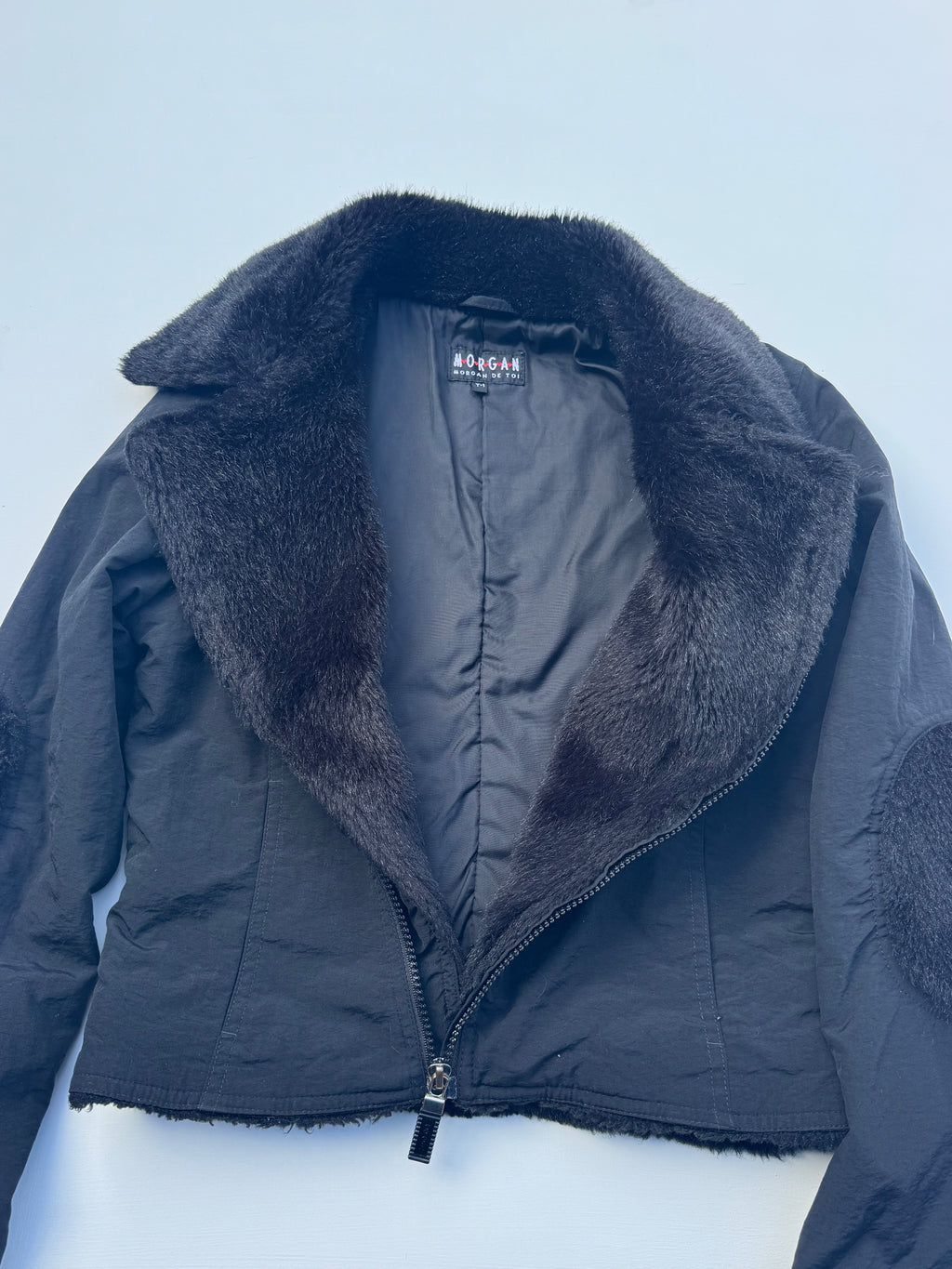 Vintage MORGAN DE TOI Fur Funnel Neck Jacket | XS |