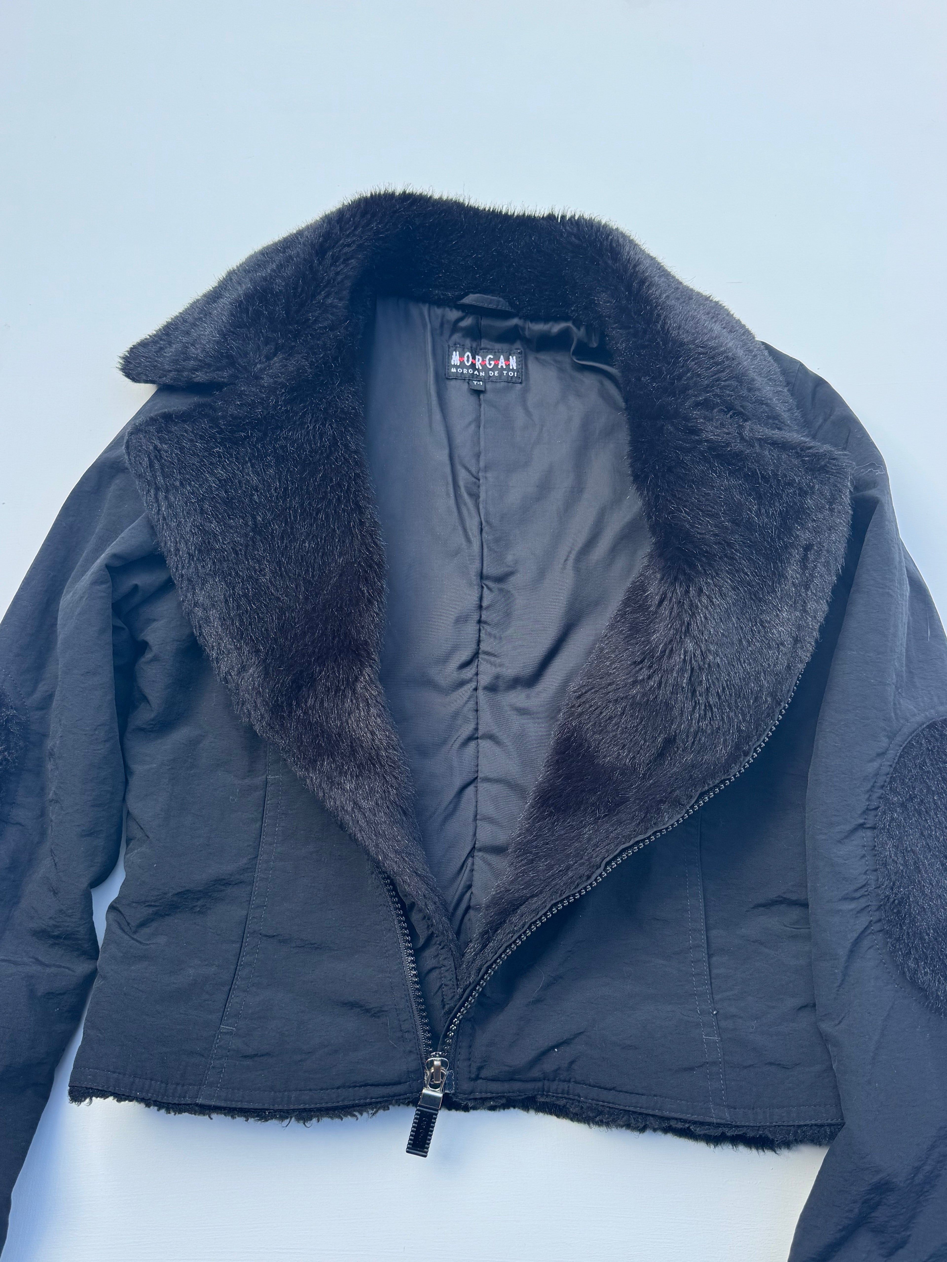 Vintage MORGAN DE TOI Fur Funnel Neck Jacket | XS |