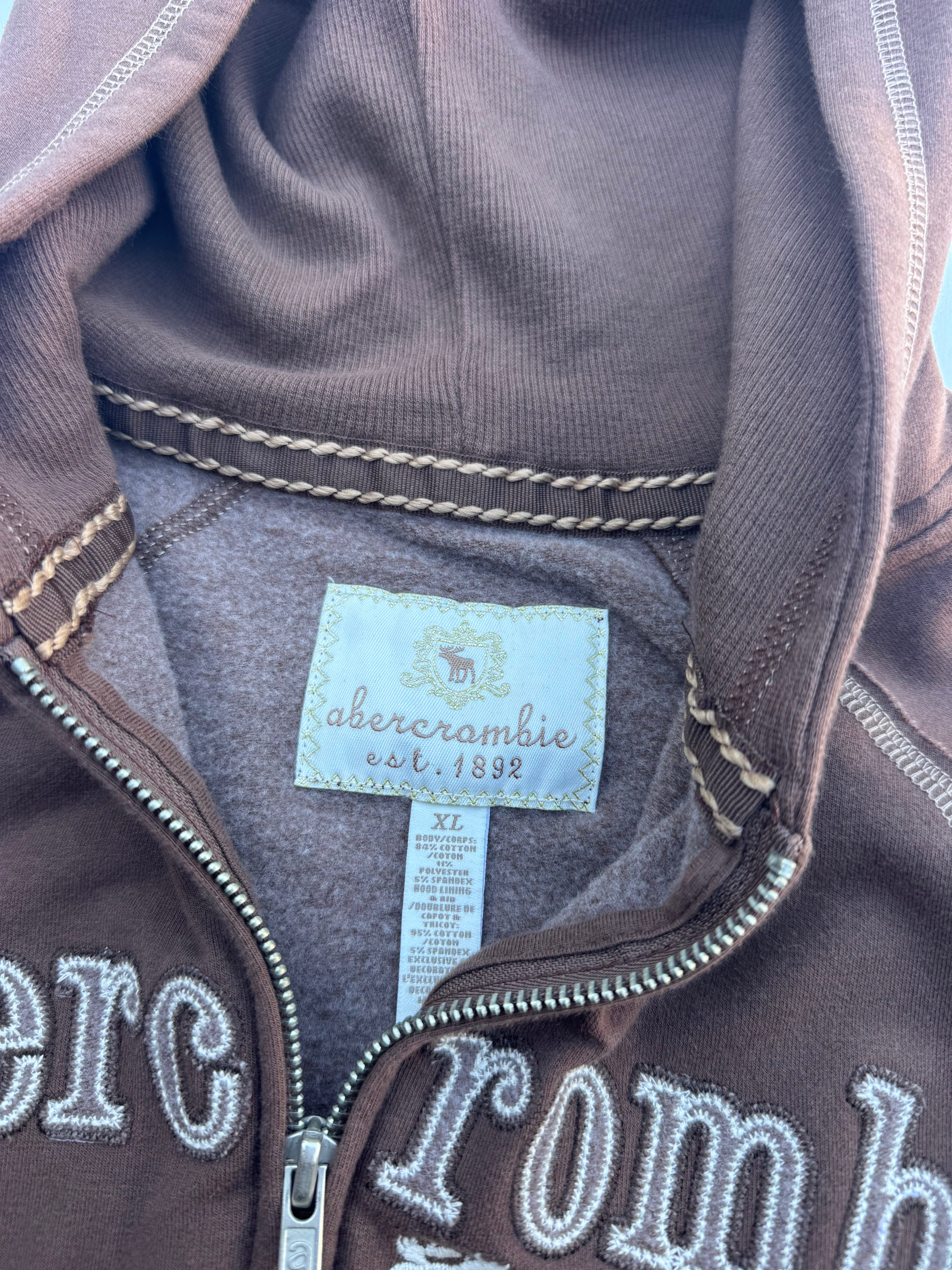 Y2K Brown Abercrombie & Fitch Zip-Up | S |