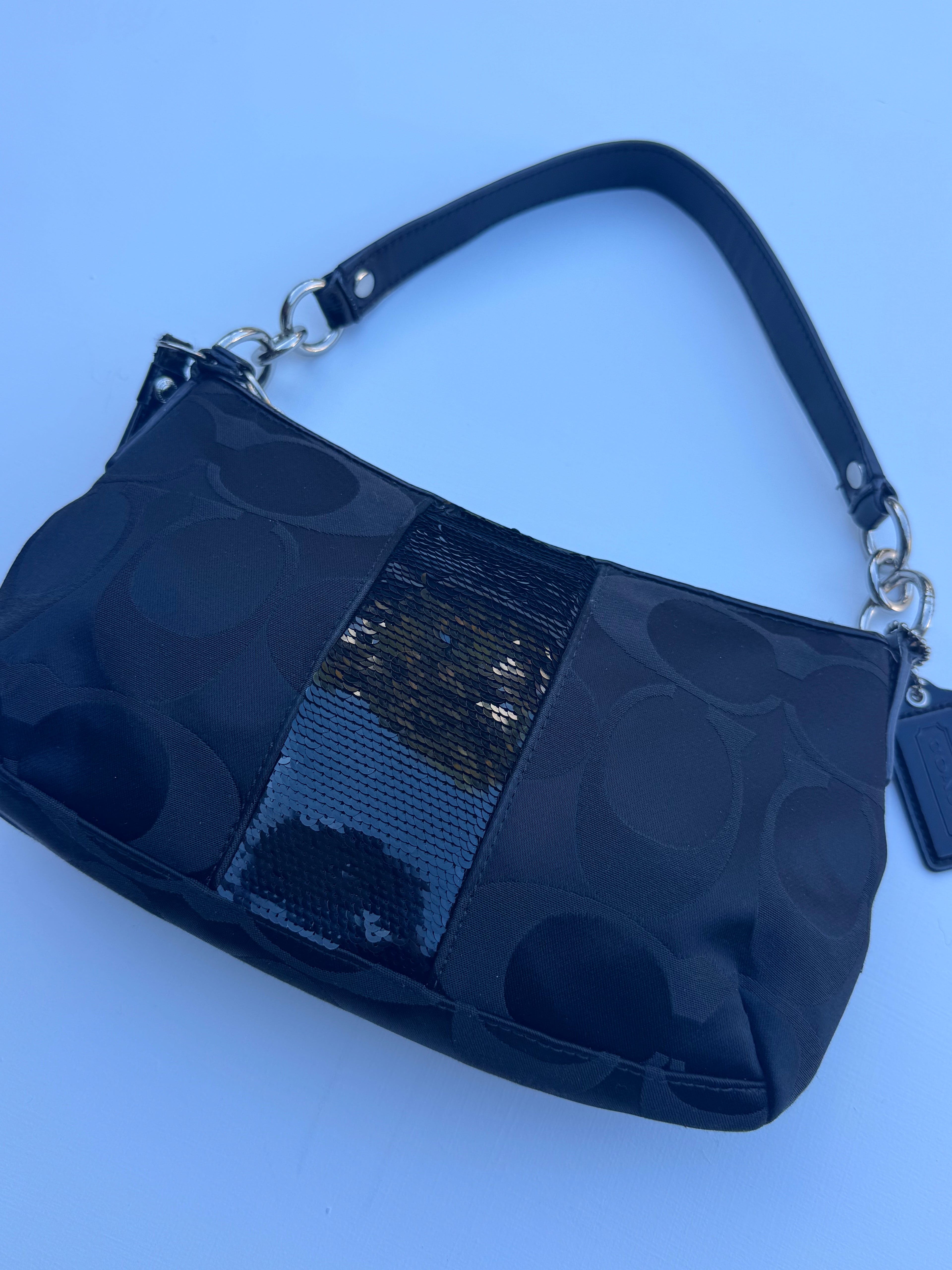 Vintage Coach Sequin Black Shoulder Bag