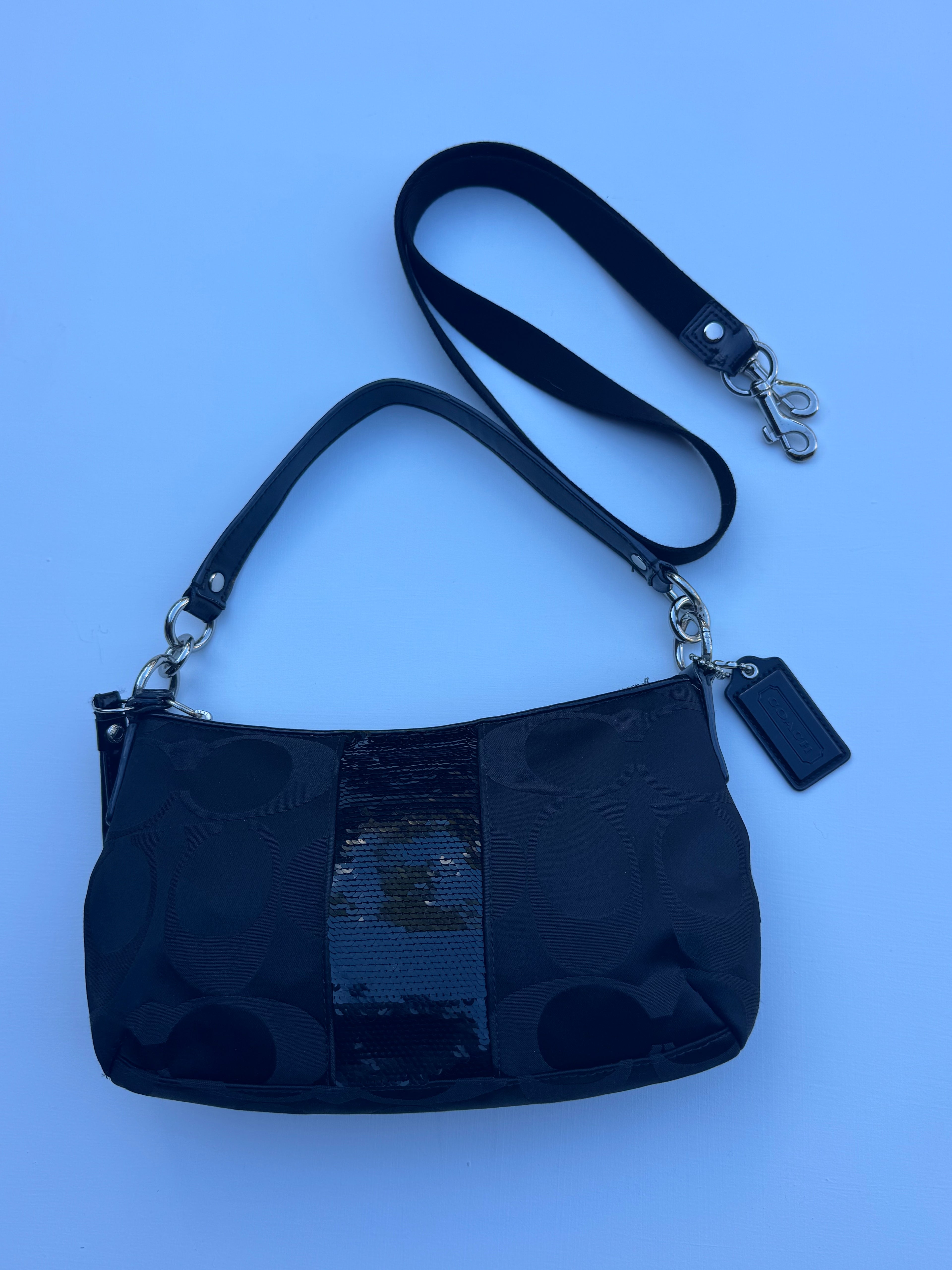 Vintage Coach Sequin Black Shoulder Bag