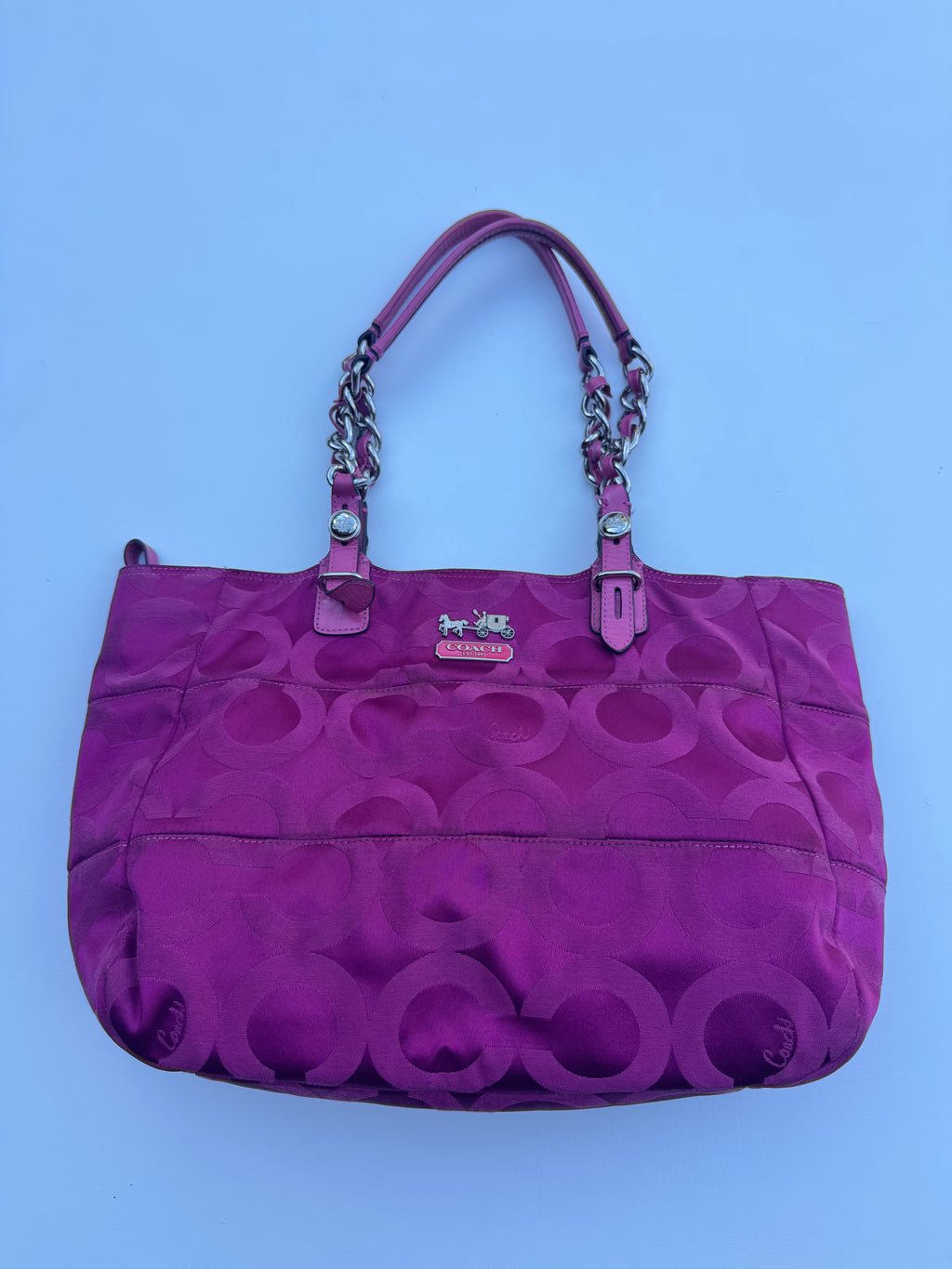 Vintage Coach Hot Pink Chain Tote - RARE
