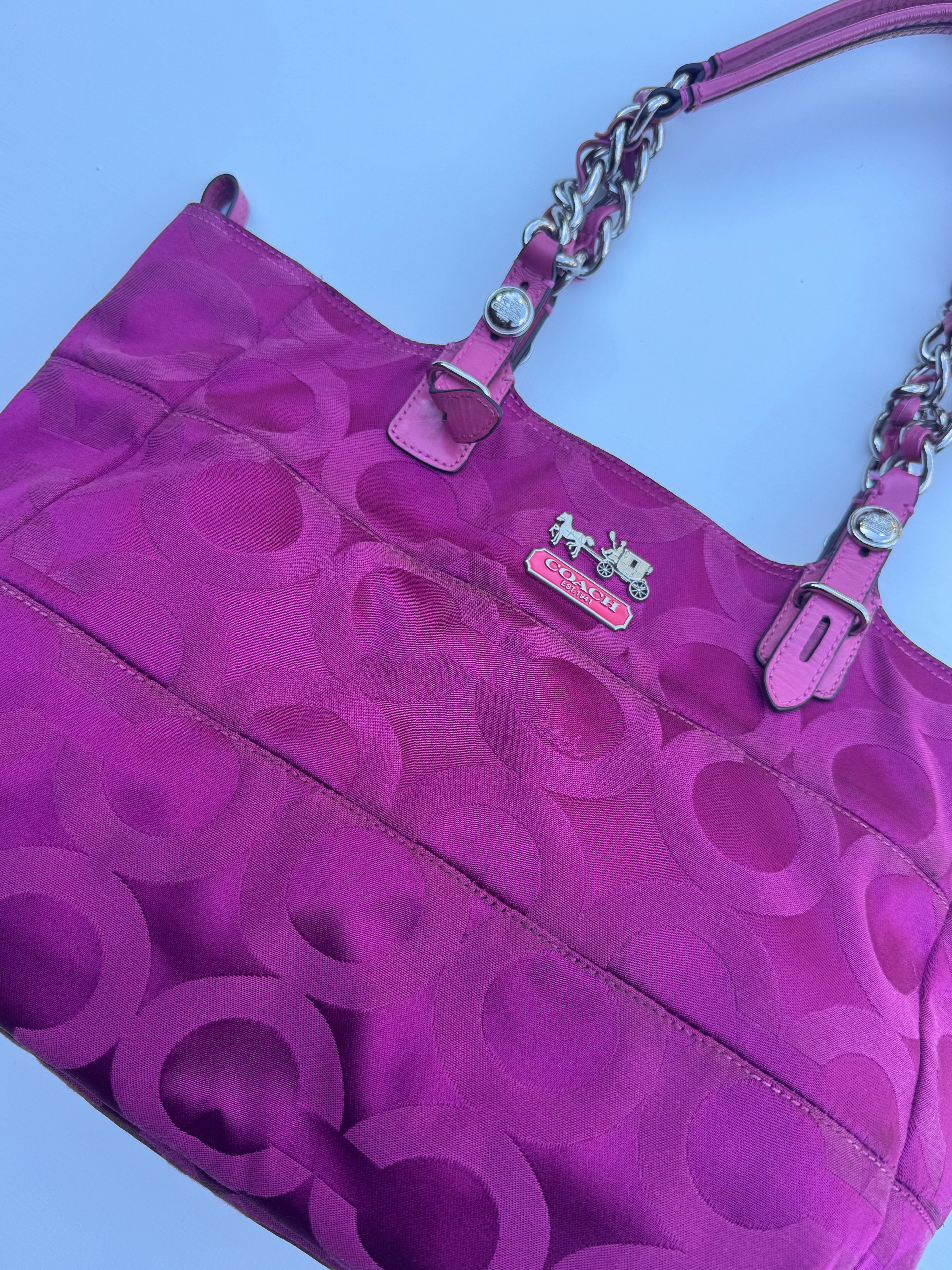 Vintage Coach Hot Pink Chain Tote - RARE