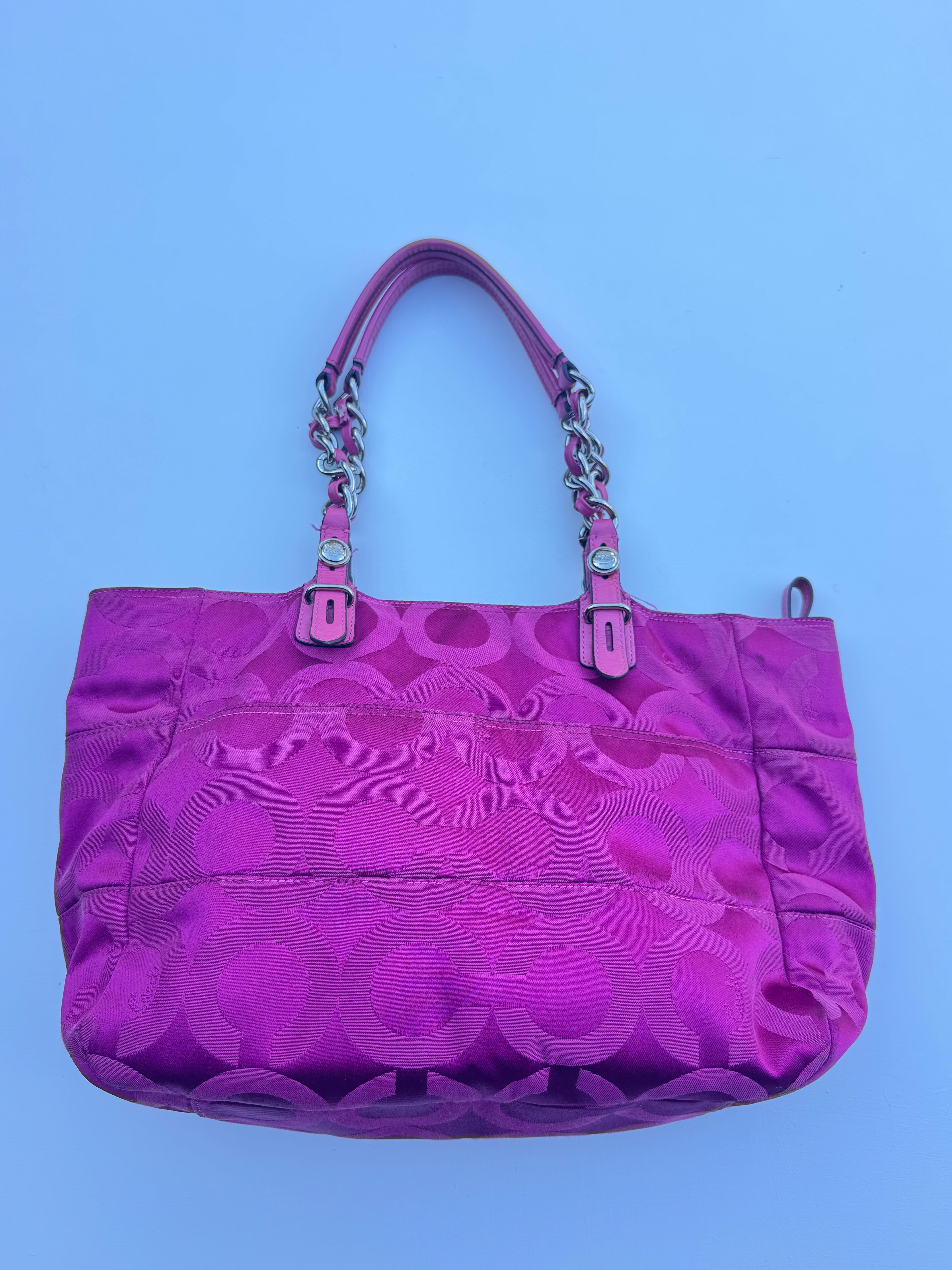 Vintage Coach Hot Pink Chain Tote - RARE