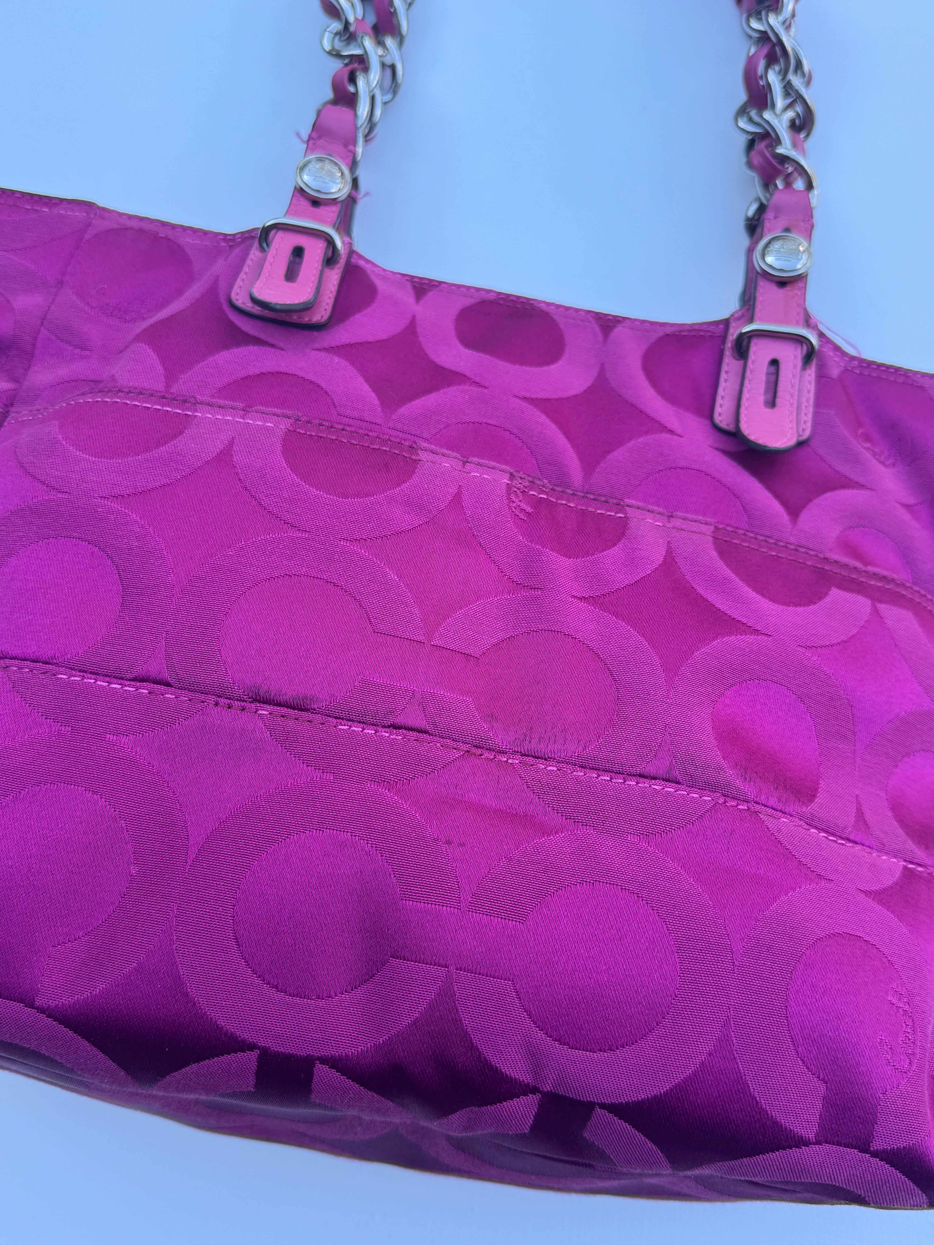 Vintage Coach Hot Pink Chain Tote - RARE