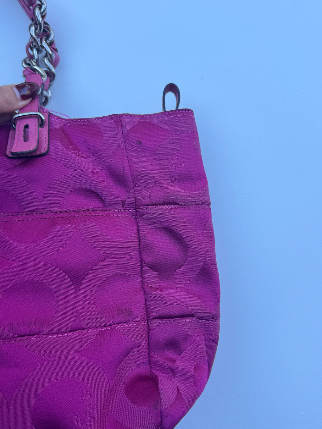 Vintage Coach Hot Pink Chain Tote - RARE
