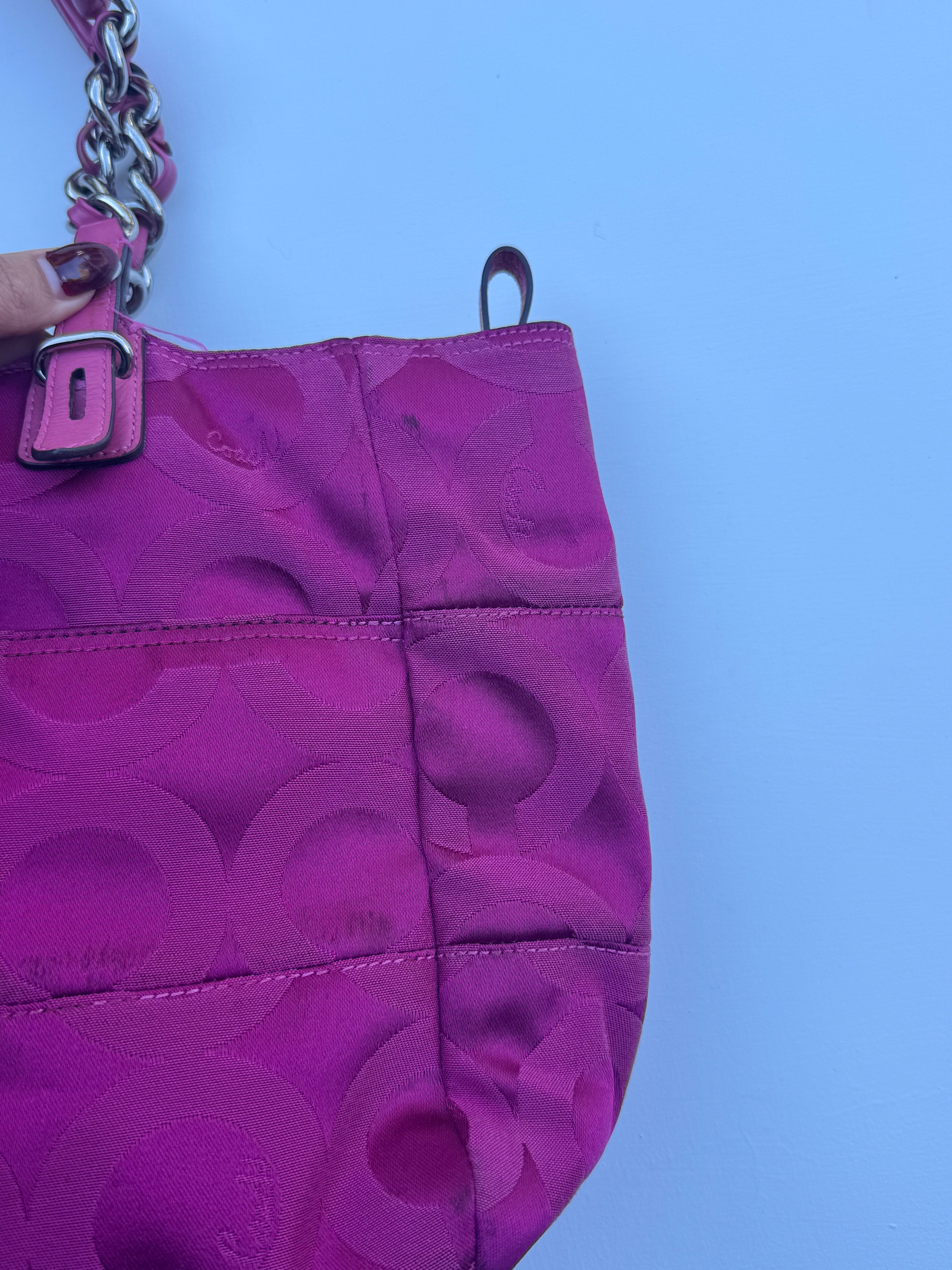 Vintage Coach Hot Pink Chain Tote - RARE