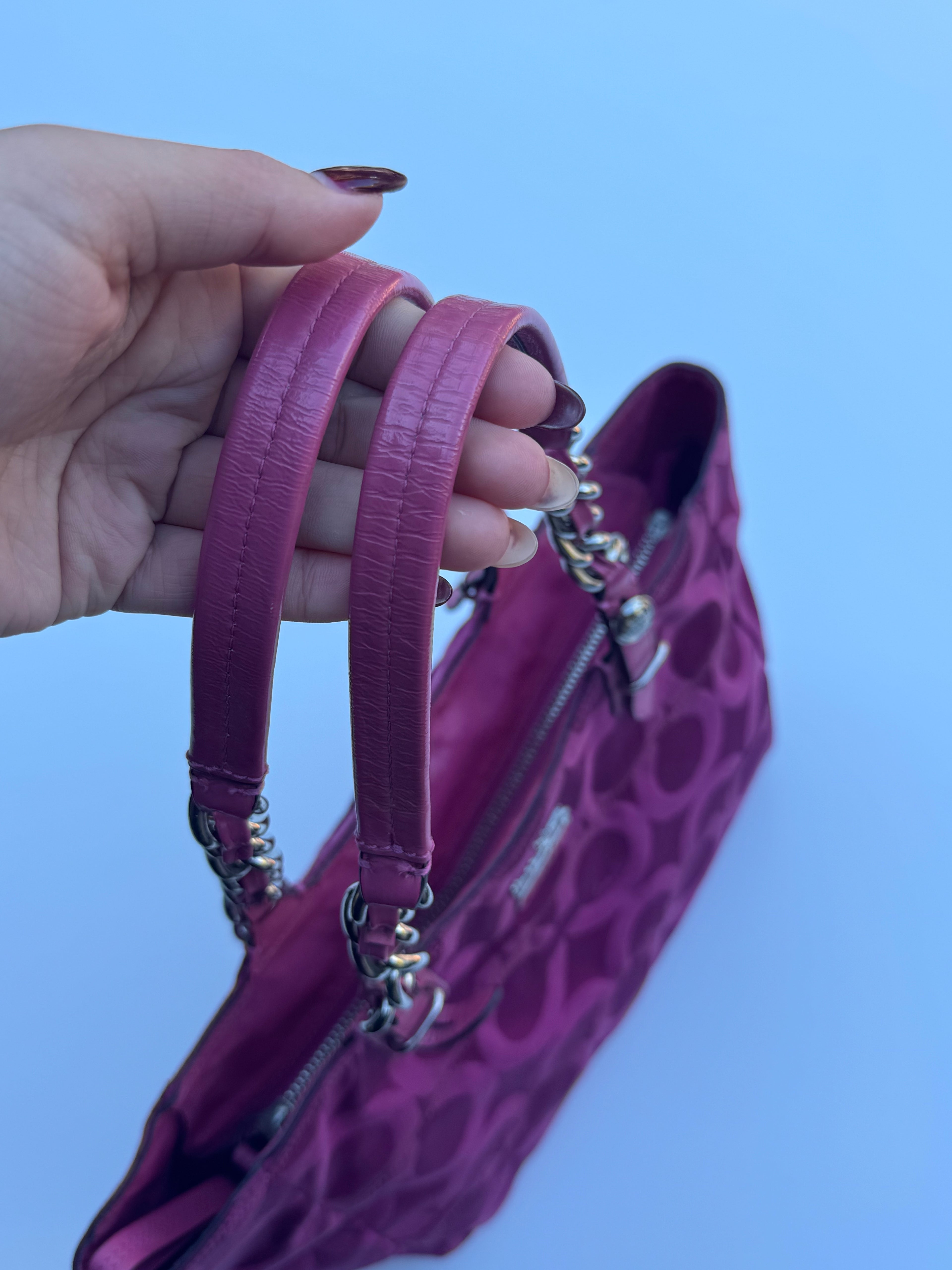 Vintage Coach Hot Pink Chain Tote - RARE
