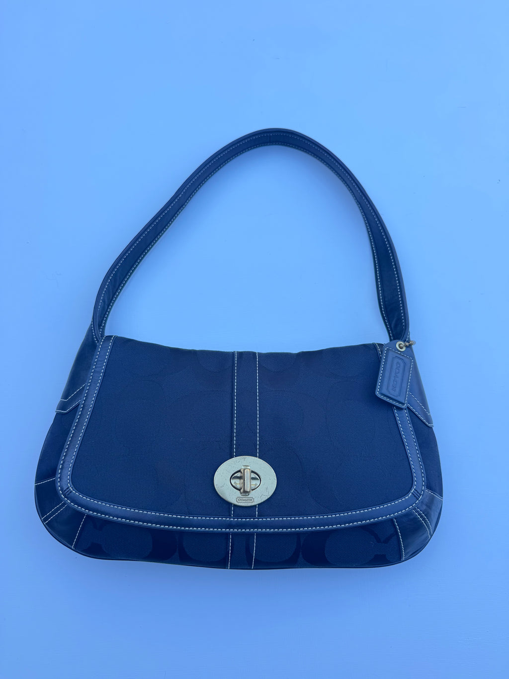 Vintage Coach Ergo Flap Shoulder Bag Black - RARE