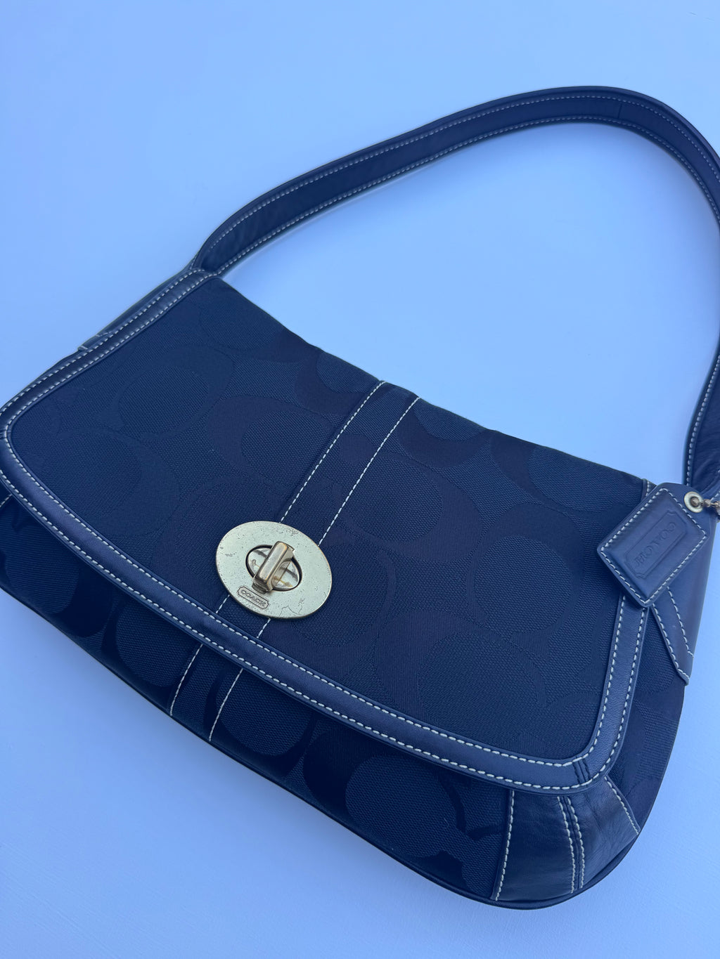 Vintage Coach Ergo Flap Shoulder Bag Black - RARE