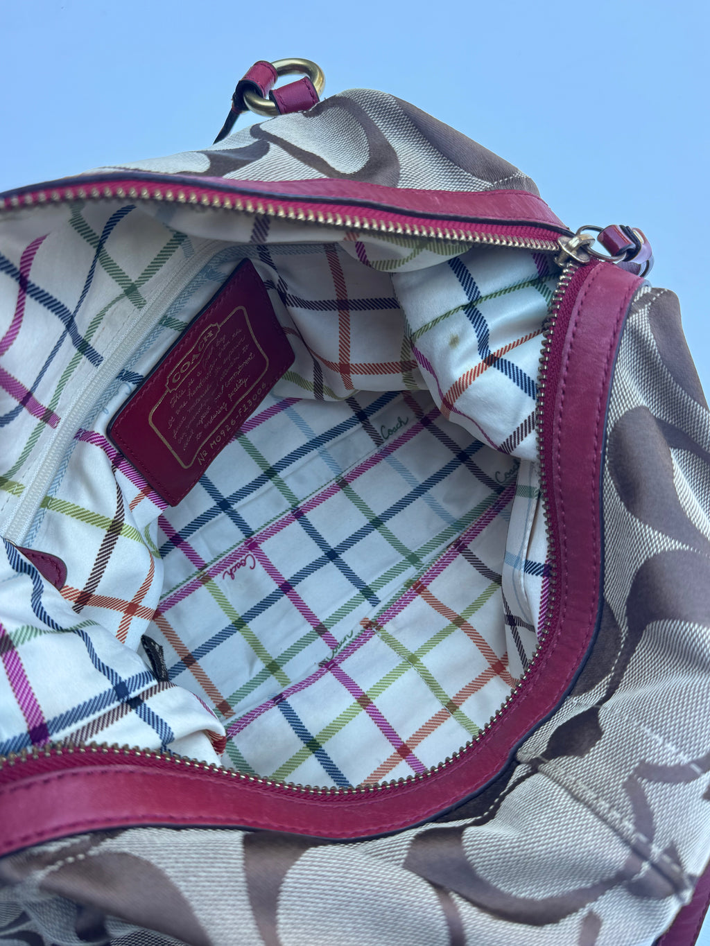 Vintage Coach Red Boston Bag + Coach Scarf - RARE