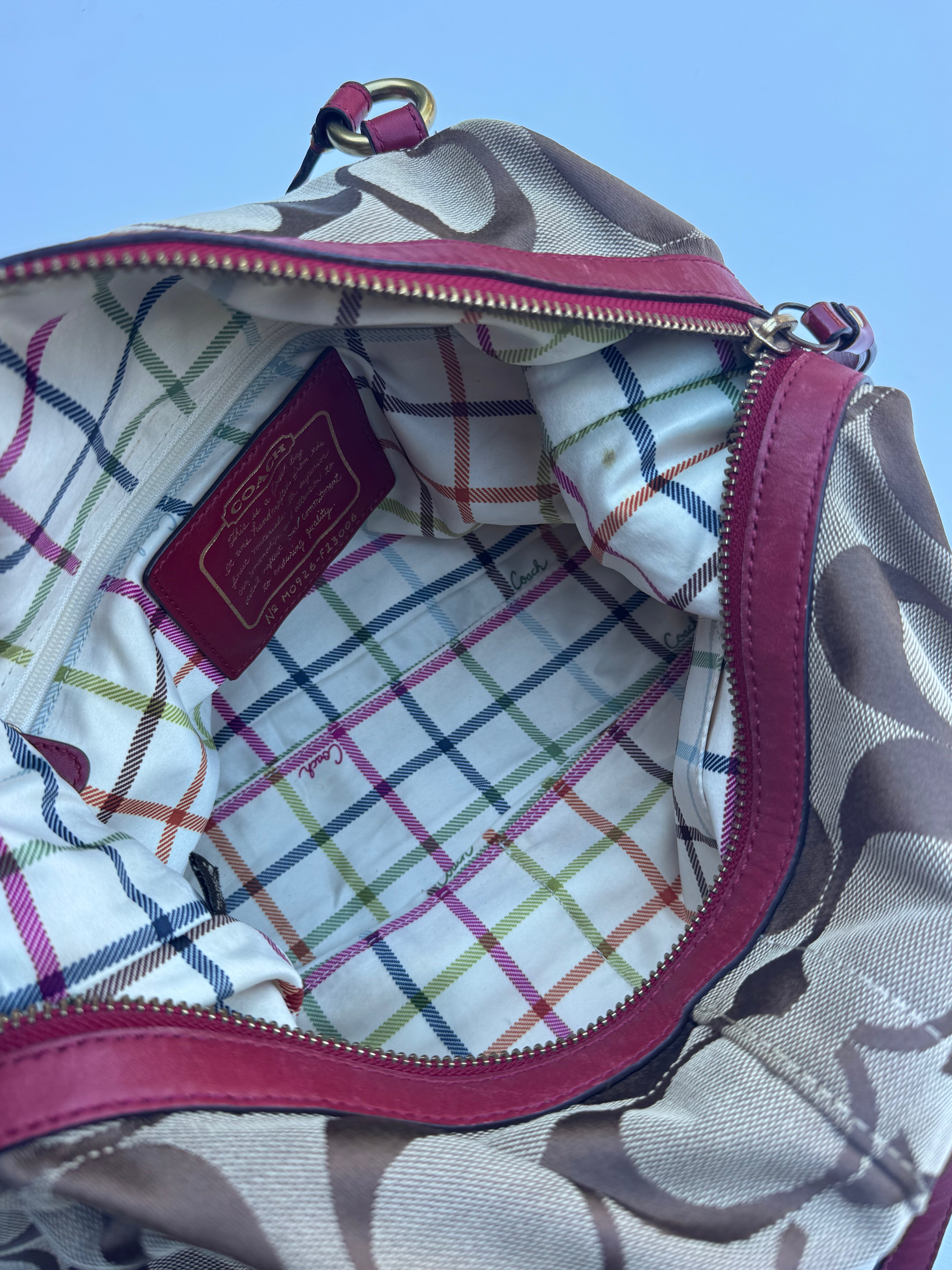 Vintage Coach Red Boston Bag + Coach Scarf - RARE