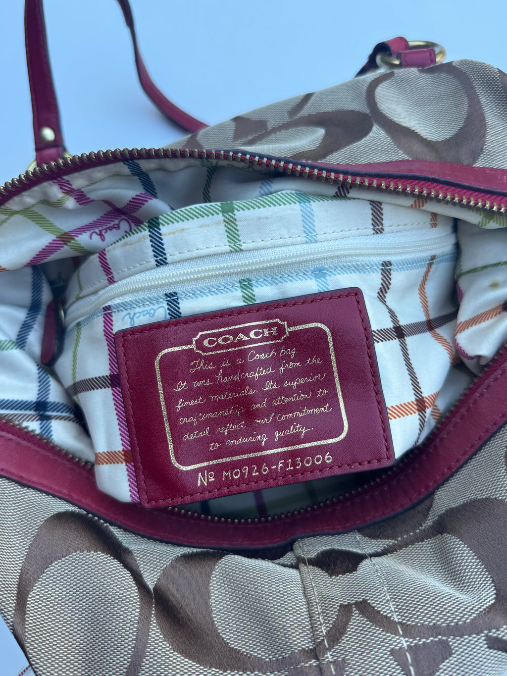 Vintage Coach Red Boston Bag + Coach Scarf - RARE