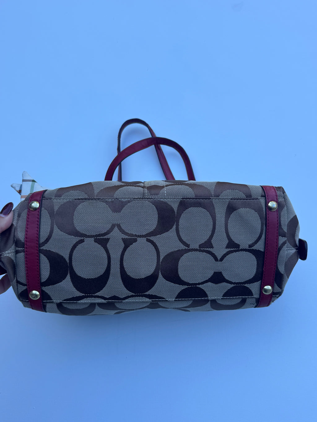Vintage Coach Red Boston Bag + Coach Scarf - RARE