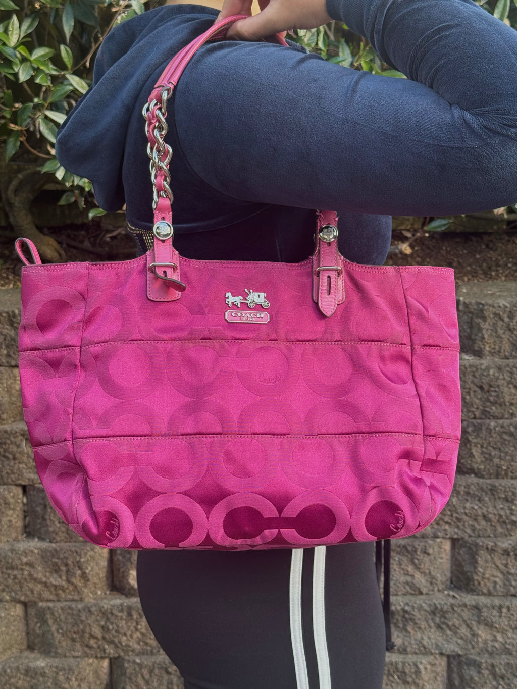 Vintage Coach Hot Pink Chain Tote - RARE