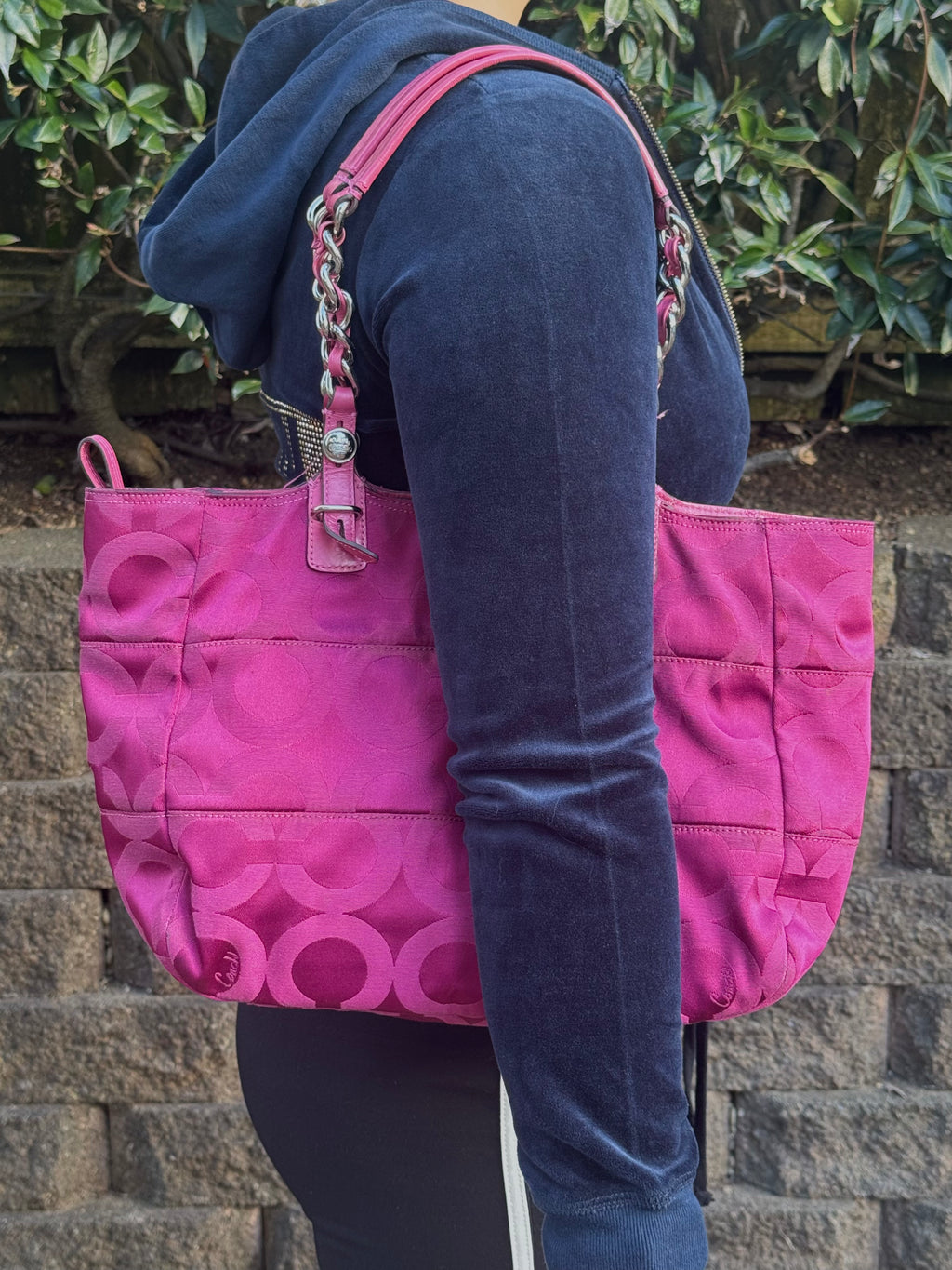 Vintage Coach Hot Pink Chain Tote - RARE