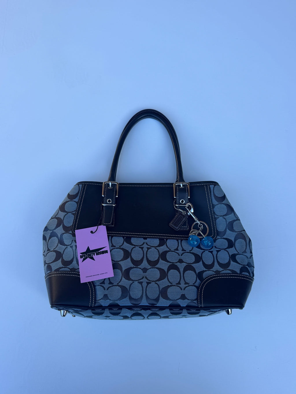 Vintage Coach Hamptons Jacquard Carryall Satchel - Blue