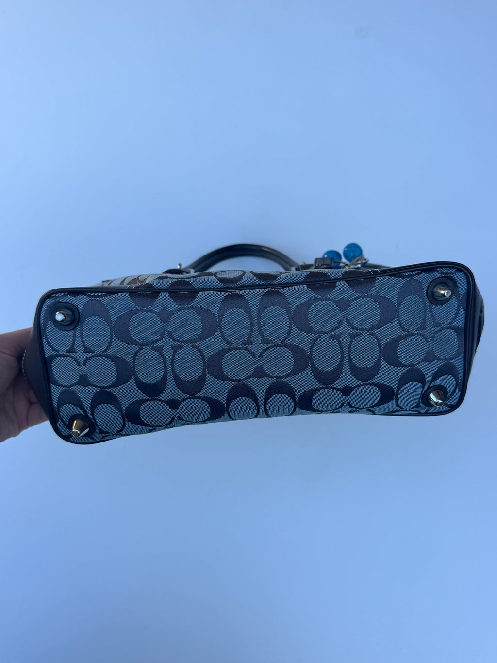 Vintage Coach Hamptons Jacquard Carryall Satchel - Blue