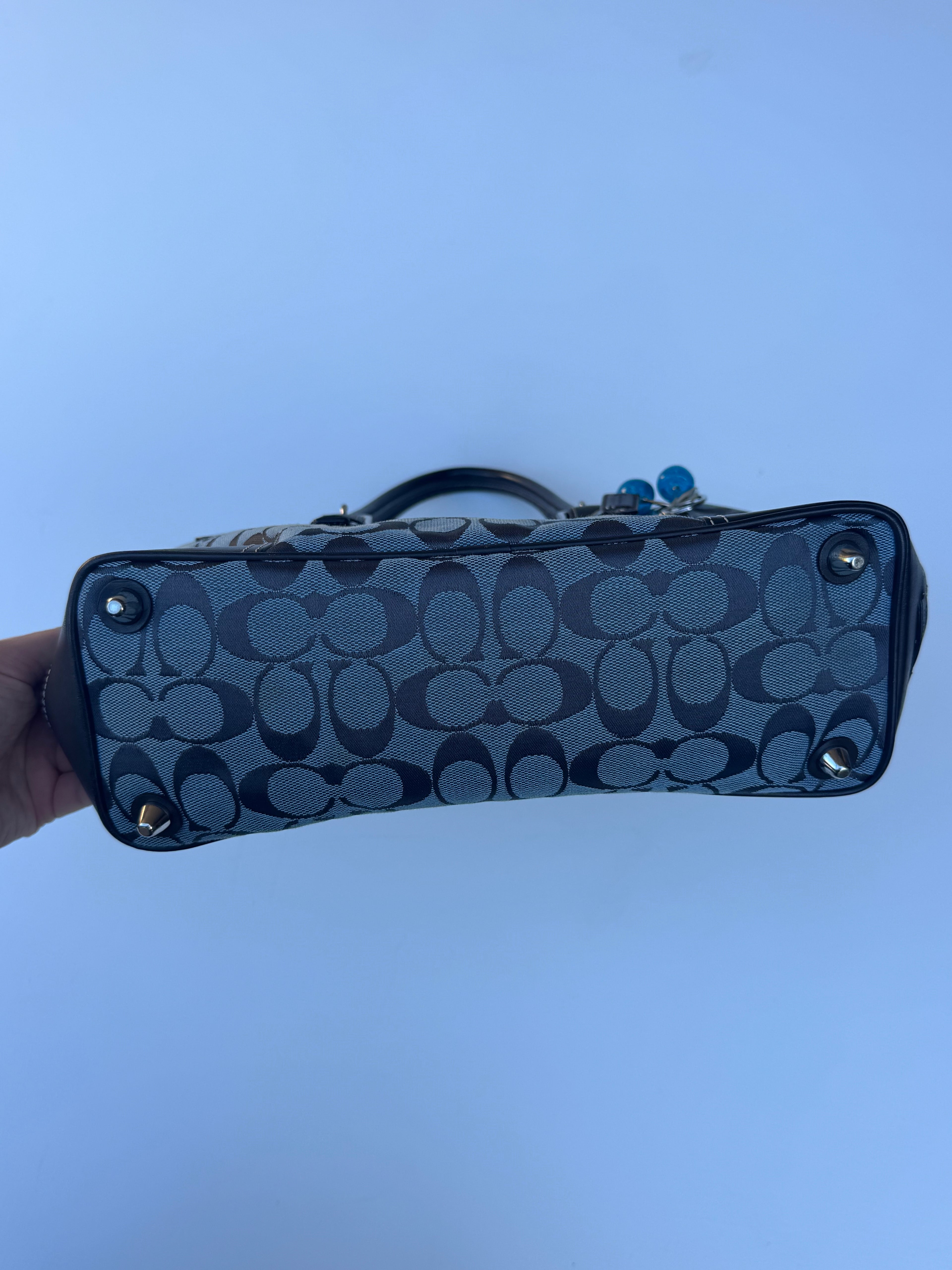 Vintage Coach Hamptons Jacquard Carryall Satchel - Blue