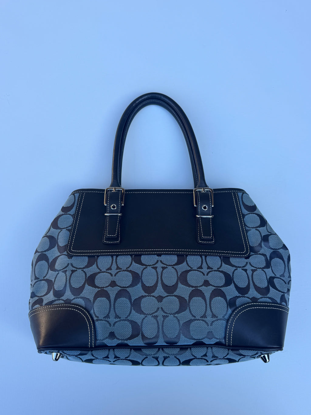 Vintage Coach Hamptons Jacquard Carryall Satchel - Blue