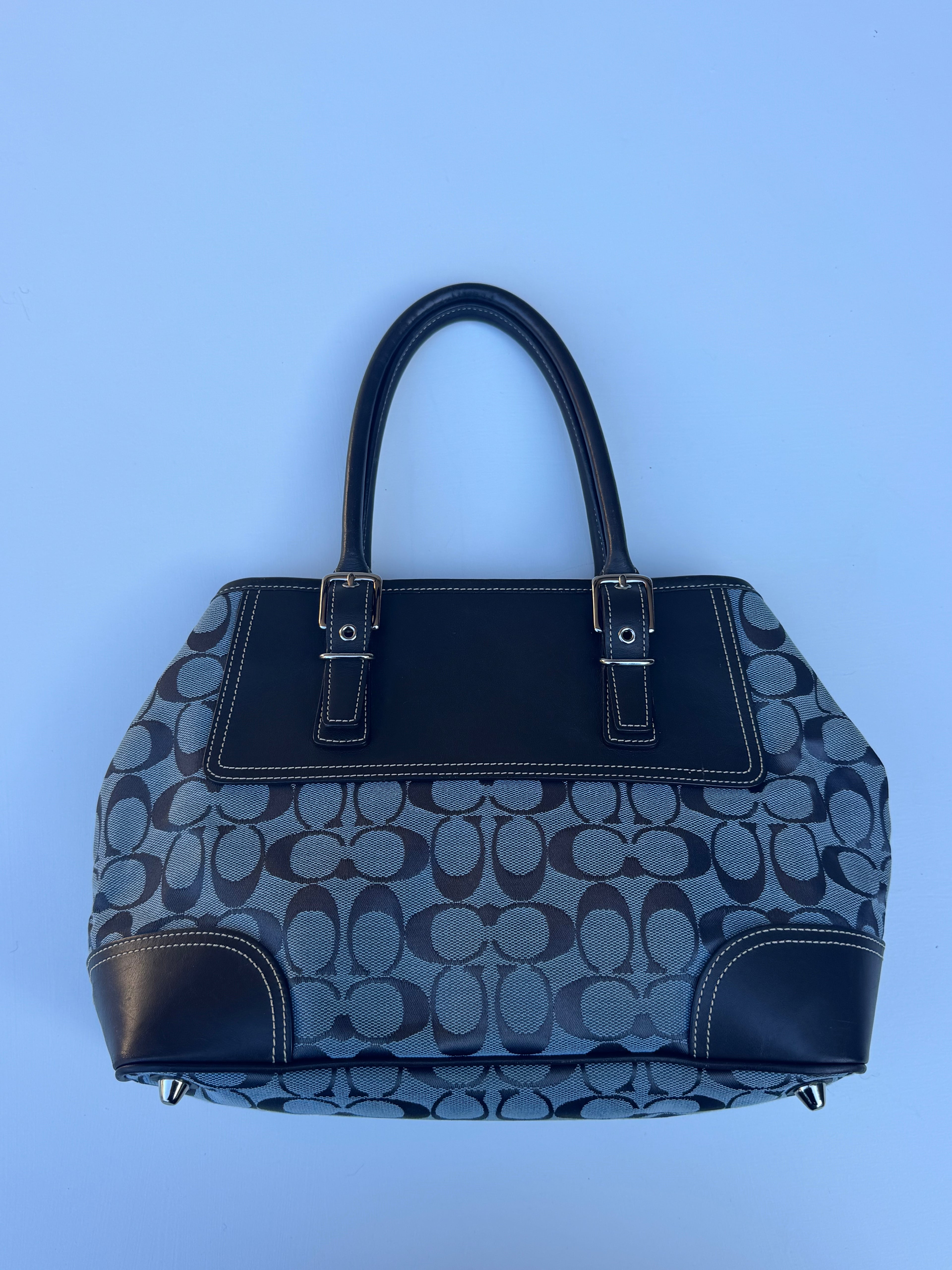 Vintage Coach Hamptons Jacquard Carryall Satchel - Blue