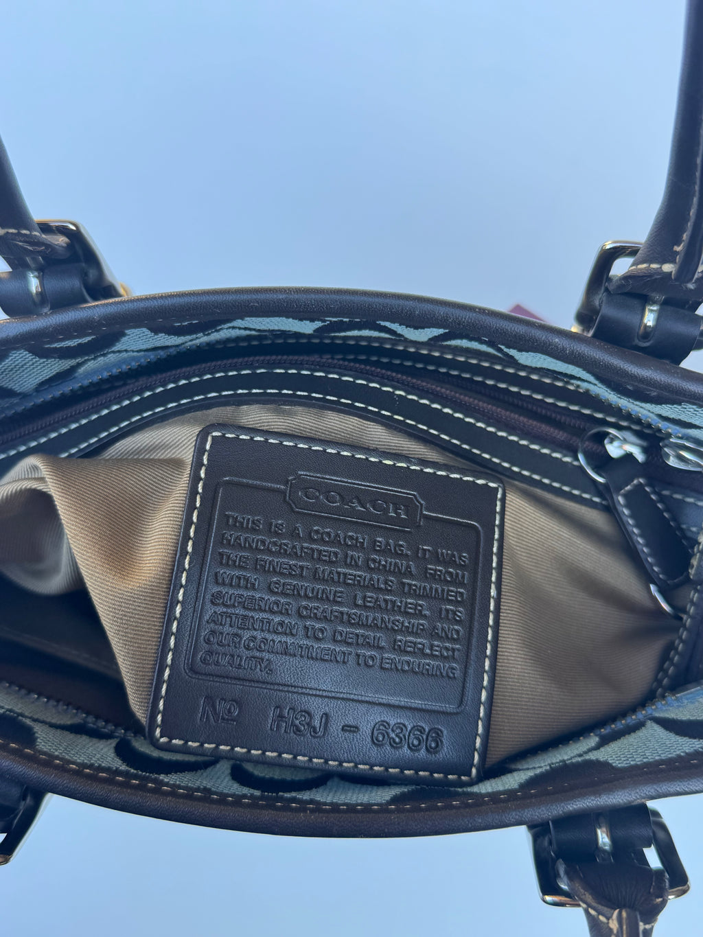 Vintage Coach Hamptons Jacquard Carryall Satchel - Blue