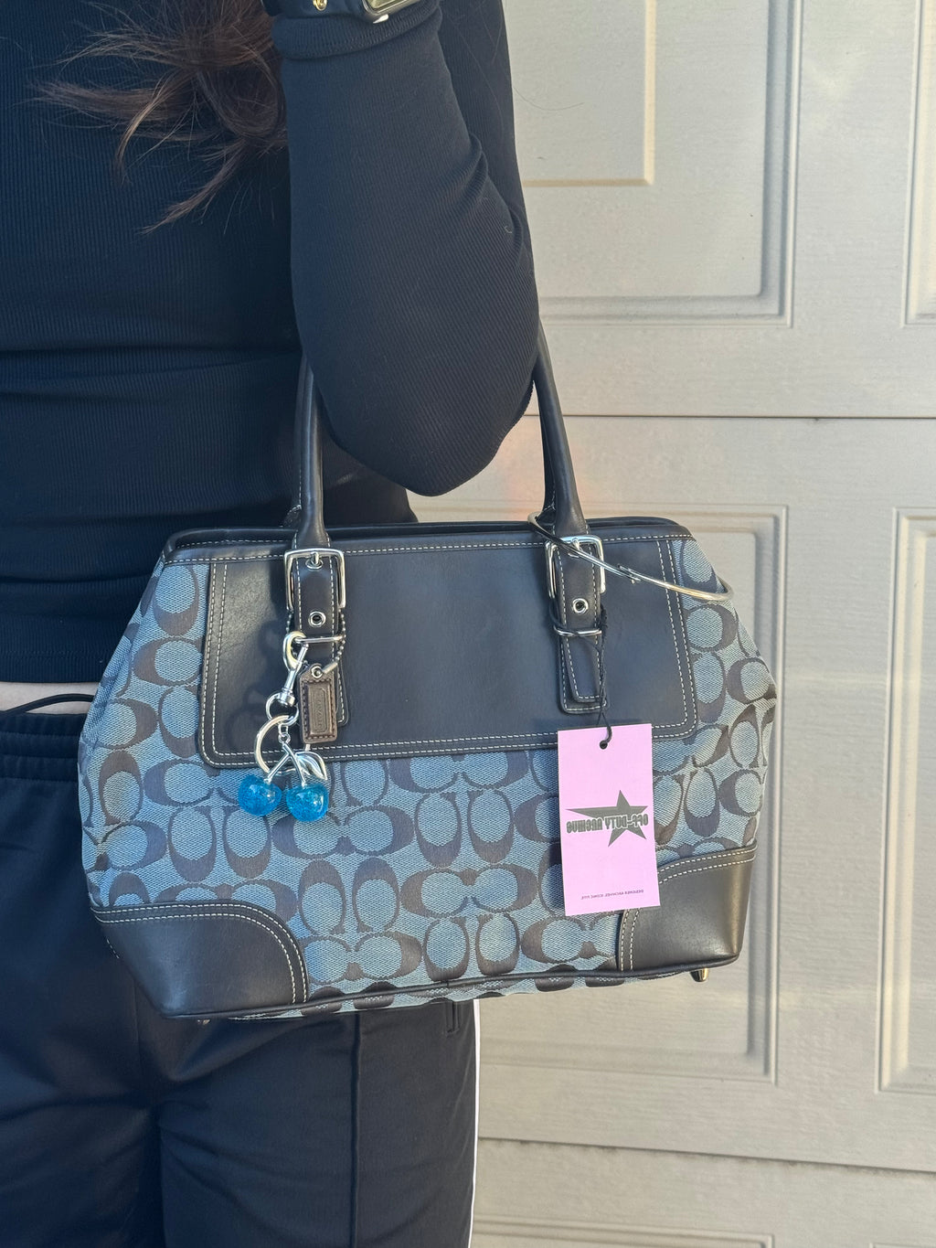 Vintage Coach Hamptons Jacquard Carryall Satchel - Blue