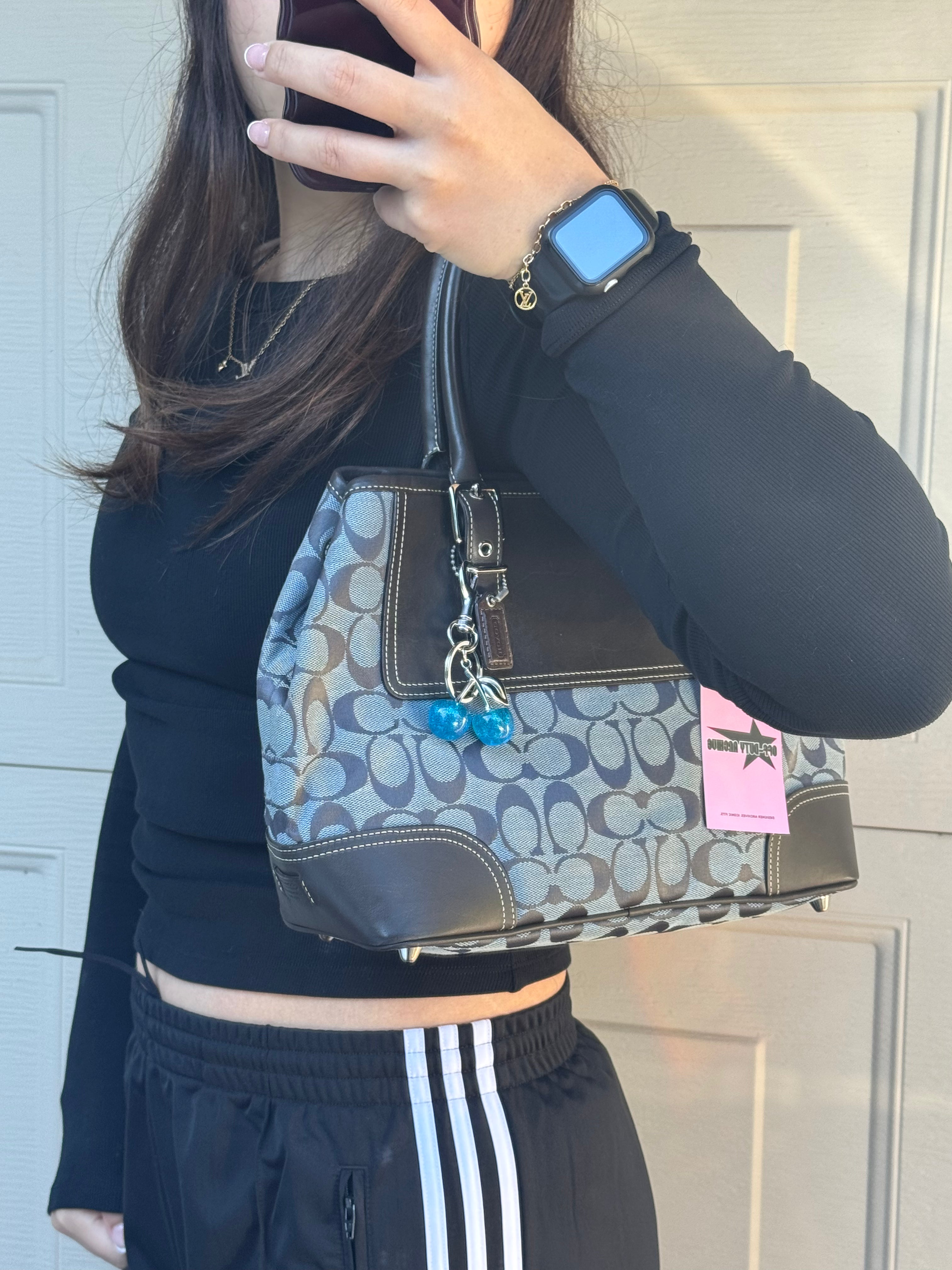 Vintage Coach Hamptons Jacquard Carryall Satchel - Blue