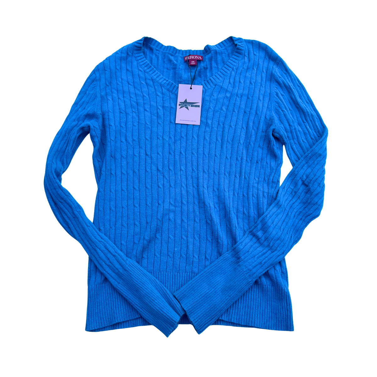 Vintage Cable Knit V-Neck Sweater | XS-M |